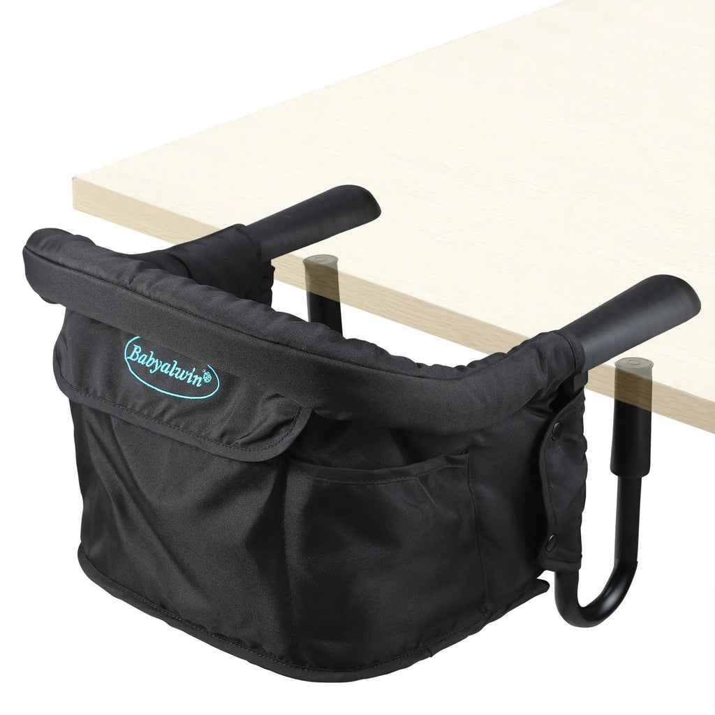 Babyalwin Fold-Flat Hook Chair Portable & Washable Table Chair for Restaurants and Travel - Space-Saving Design for Easy Feeding and Comfortable Dining Experience(Black)