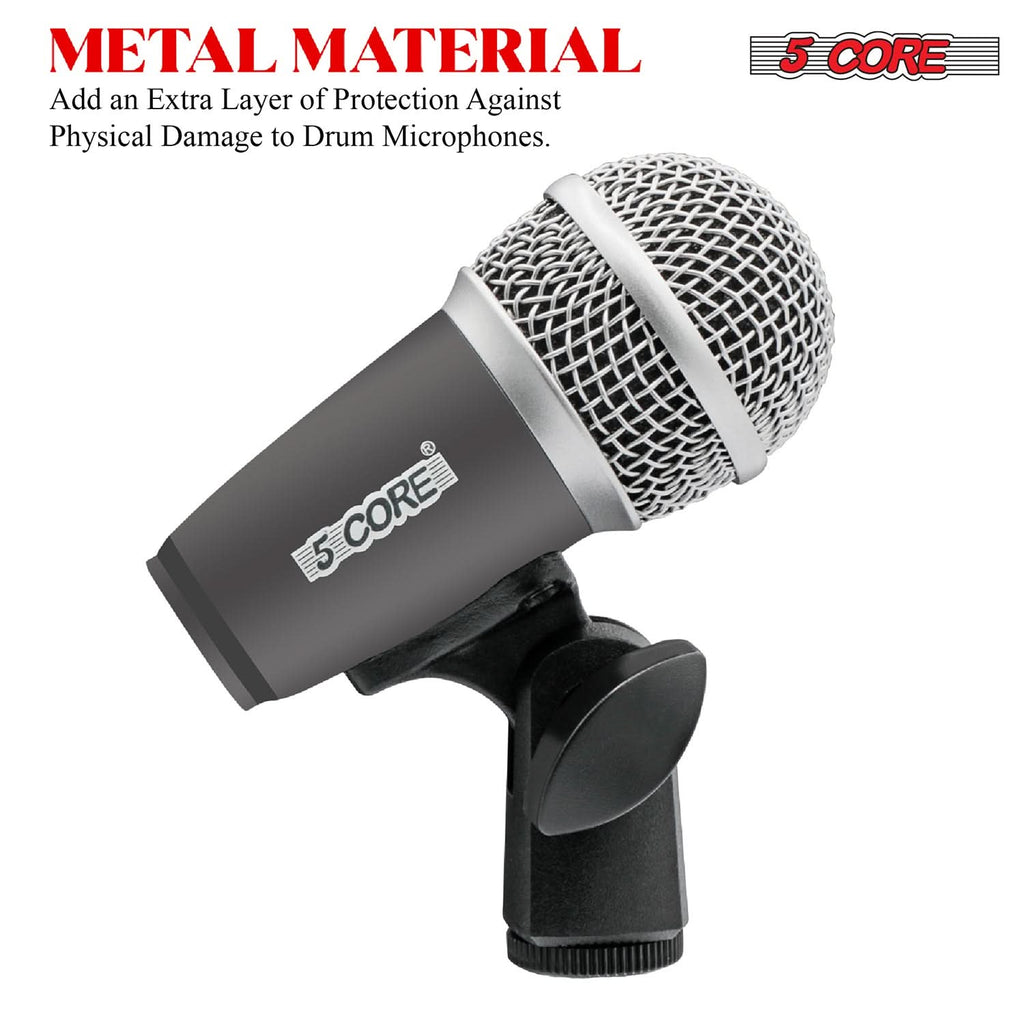 5Core Drum Mic Kit 7 Pcs Kick BassTom Snare Dynamic Mics Instrument