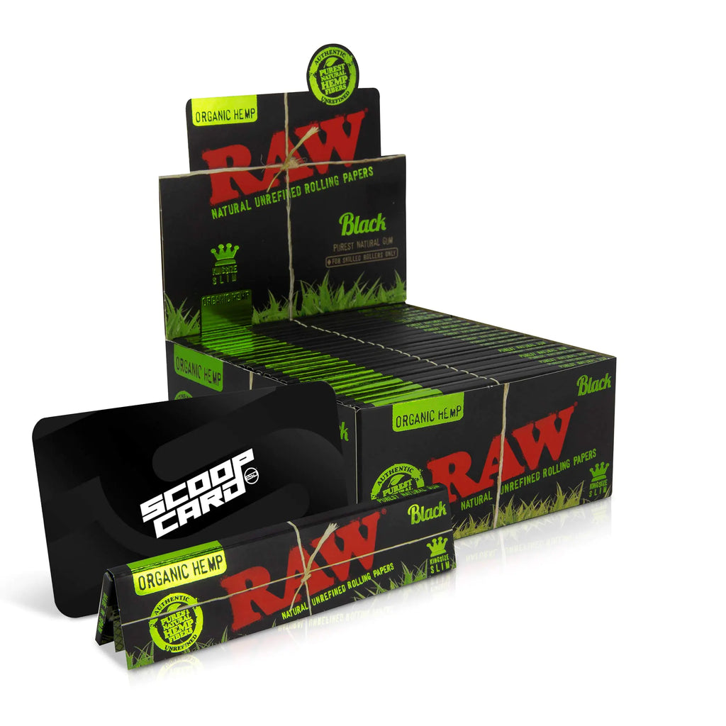 RAW Black King Size Rolling Paper | 50 Packs | 32 Sheets Per Pack of Organic King Sized Black Series Rolling Paper Double Pressed