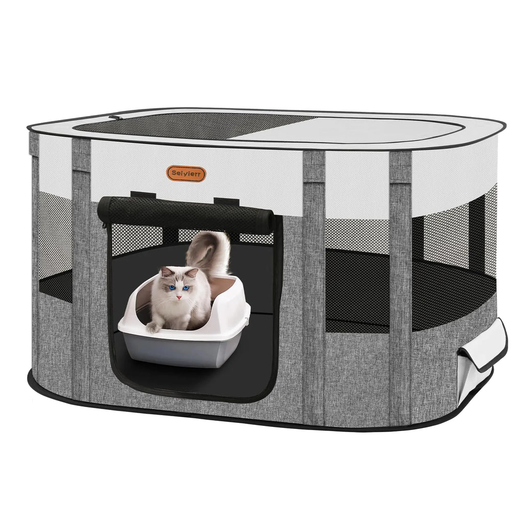 Seiyierr Pet Playpen Foldable Kitten cage Puppy Play Pen Dog Playpens Puppys Pens for Indoors Travel Crate with Carrying Case Tent Outdoor Camping Use