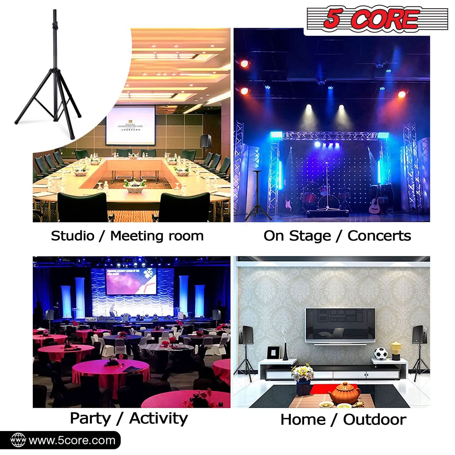 5 Core Speaker Stand Height Adjustable PA DJ Tripod Studio Monitor