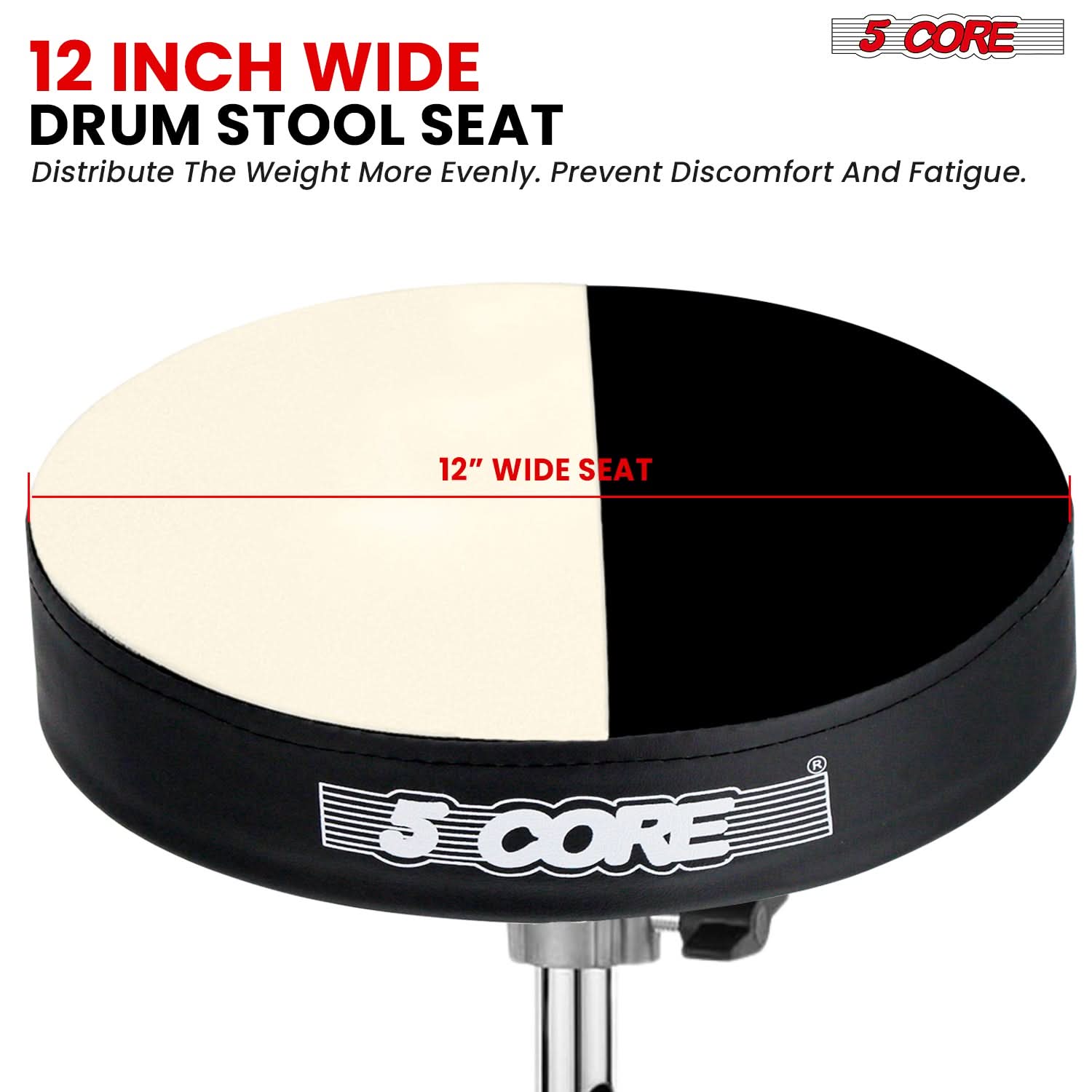 5Core Drum Throne Padded Guitar Stool Adjustable Drummer Seat for