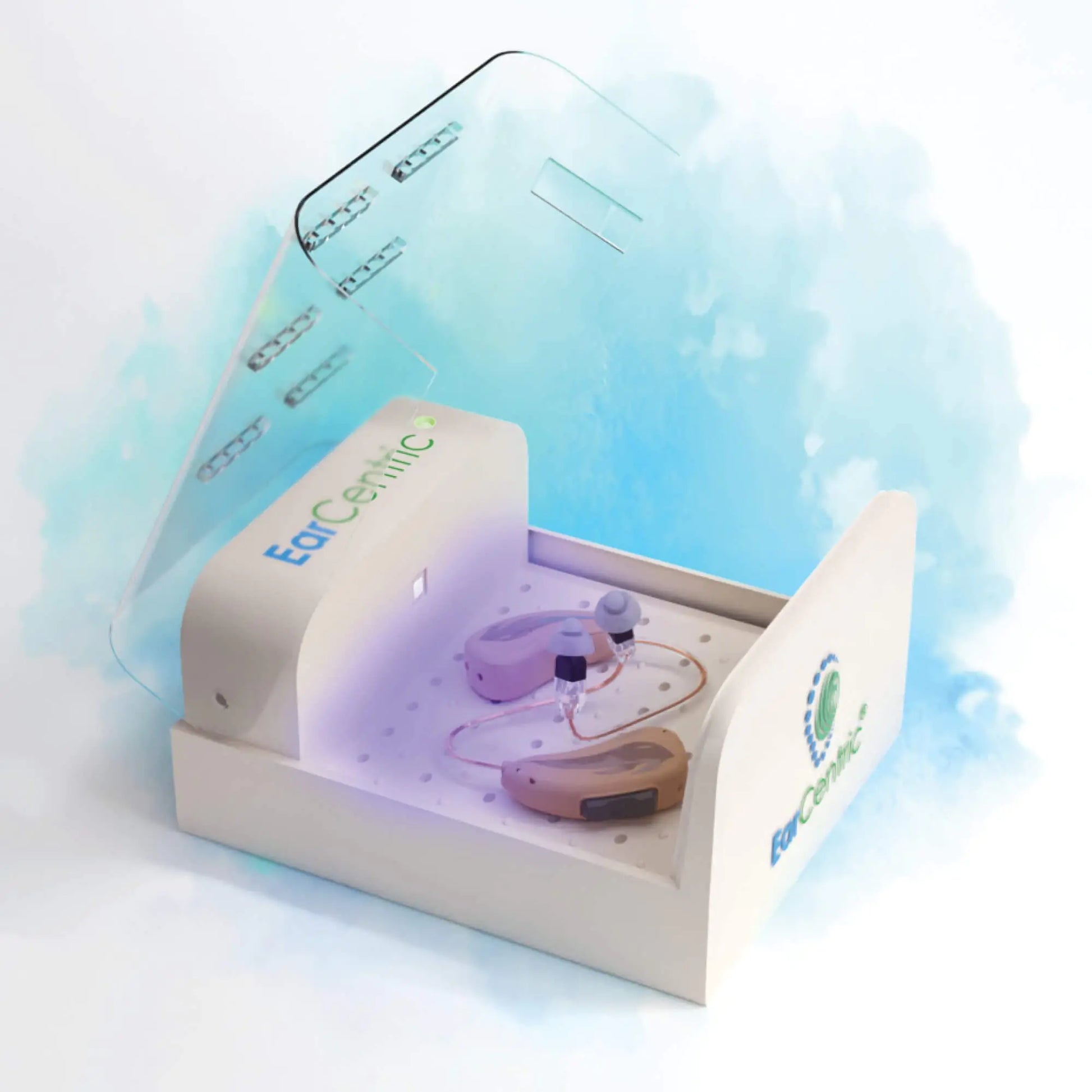 EarCentric RapidDry-UV Hearing Aid Dryer Dehumidifier Accessory | UV-C Ultraviolet Light Box Kit | Removes Sweat & Moisture from Hearing Aids Airpods Wireless Earbuds Ear Amplifiers