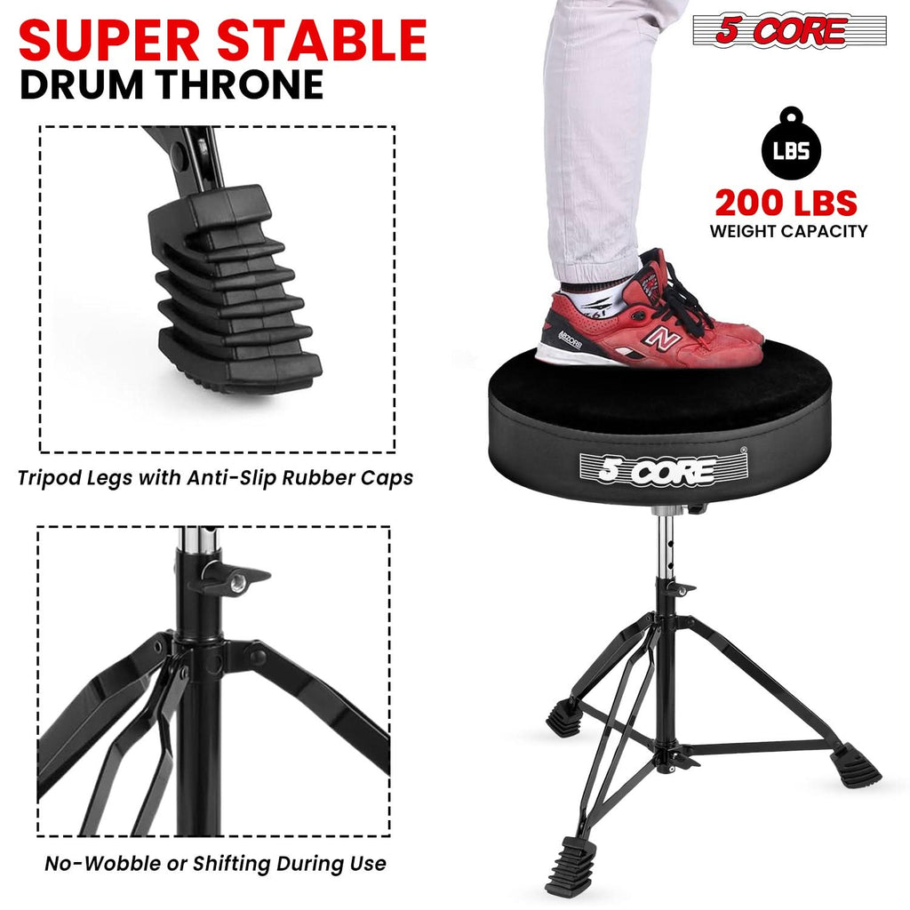 5Core Drum Throne Padded Guitar Stool Adjustable Drummer Seat for
