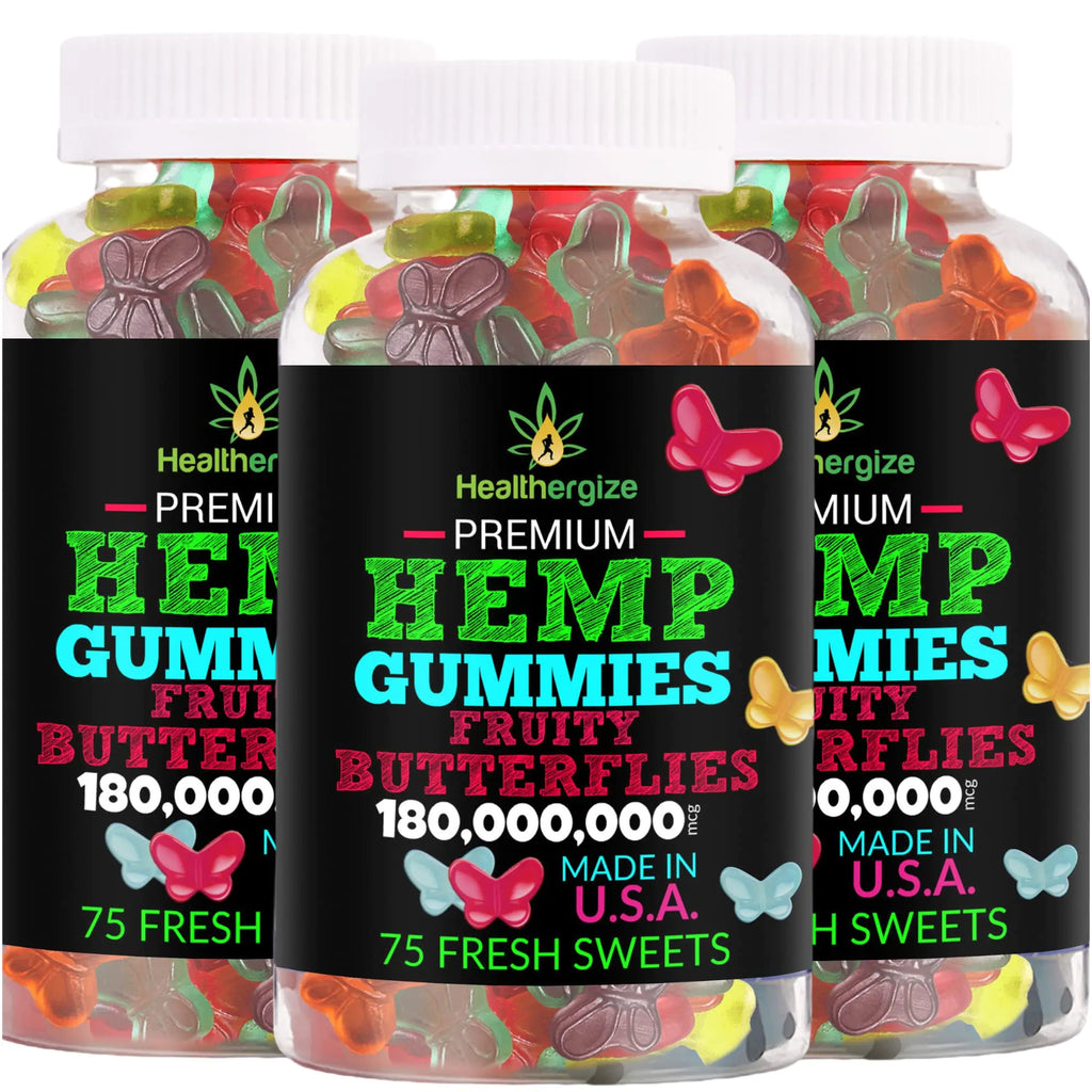 3PACK Hemp Gummies Premium Fruity Butterflies-for Sleep Calm Relax Muscles Back-Inflammation Natural Hemp Party-Made in USA