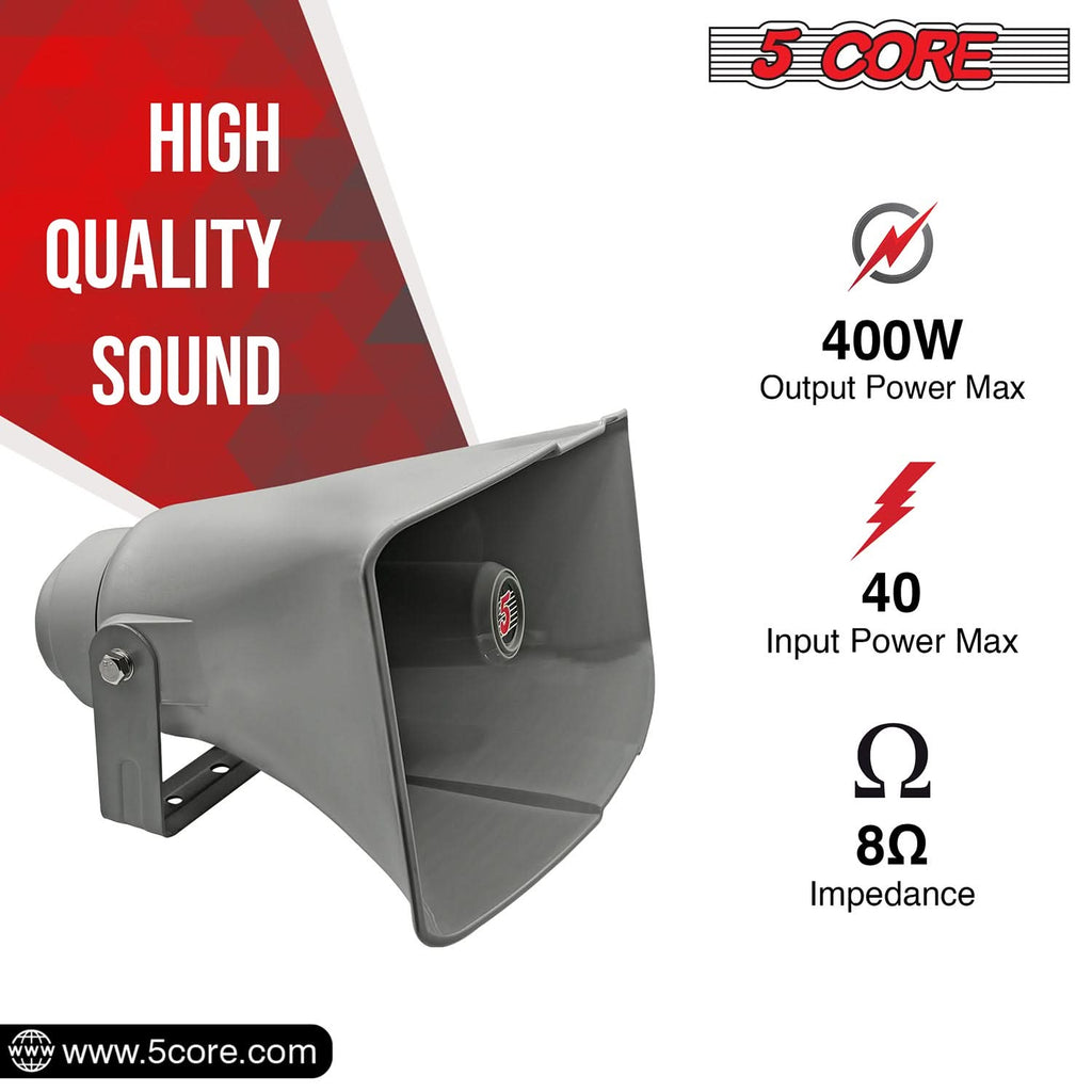 5 Core PA Horn Speaker Outdoor 8x16" Siren Loudspeaker 40W RMS Loud