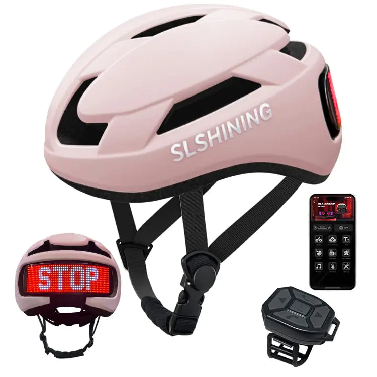 MOYACA Bike Helmet Smart App Program Bike Helmet with USB Rechargeable Light Back Light Mountain for Adult&Men Women with Turn Signals Remote Control