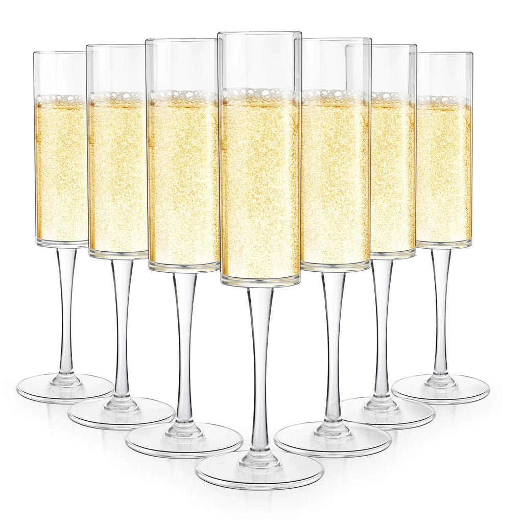 mwellewm 24 Pcs Plastic Champagne Flutes 6 Oz Disposable Acrylic Unbreakable Clear Champagne Glasses Bulk for Party Anniversary Birthday Wedding (Clear)