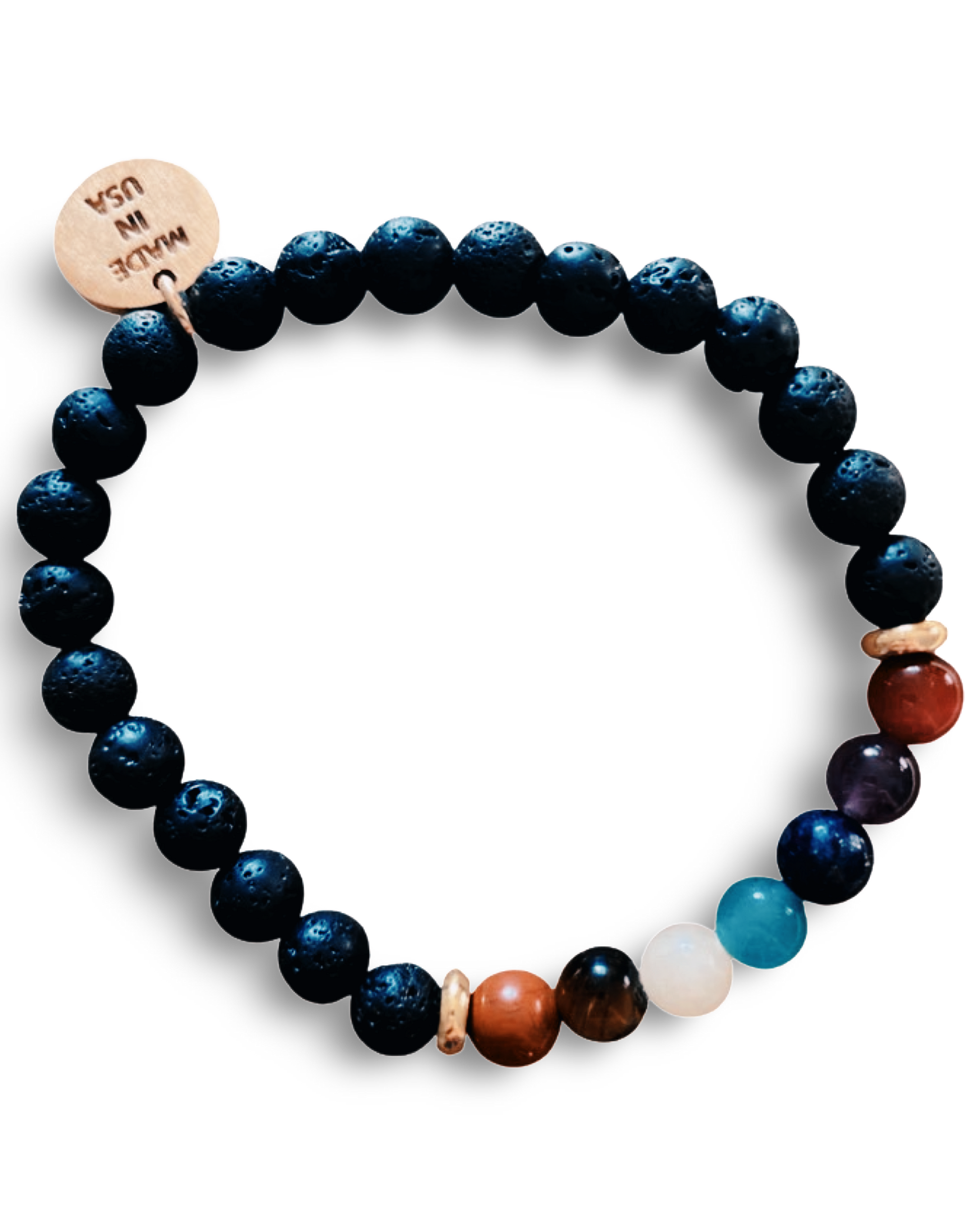 Small Black Lava Rock Chakra Bracelet
