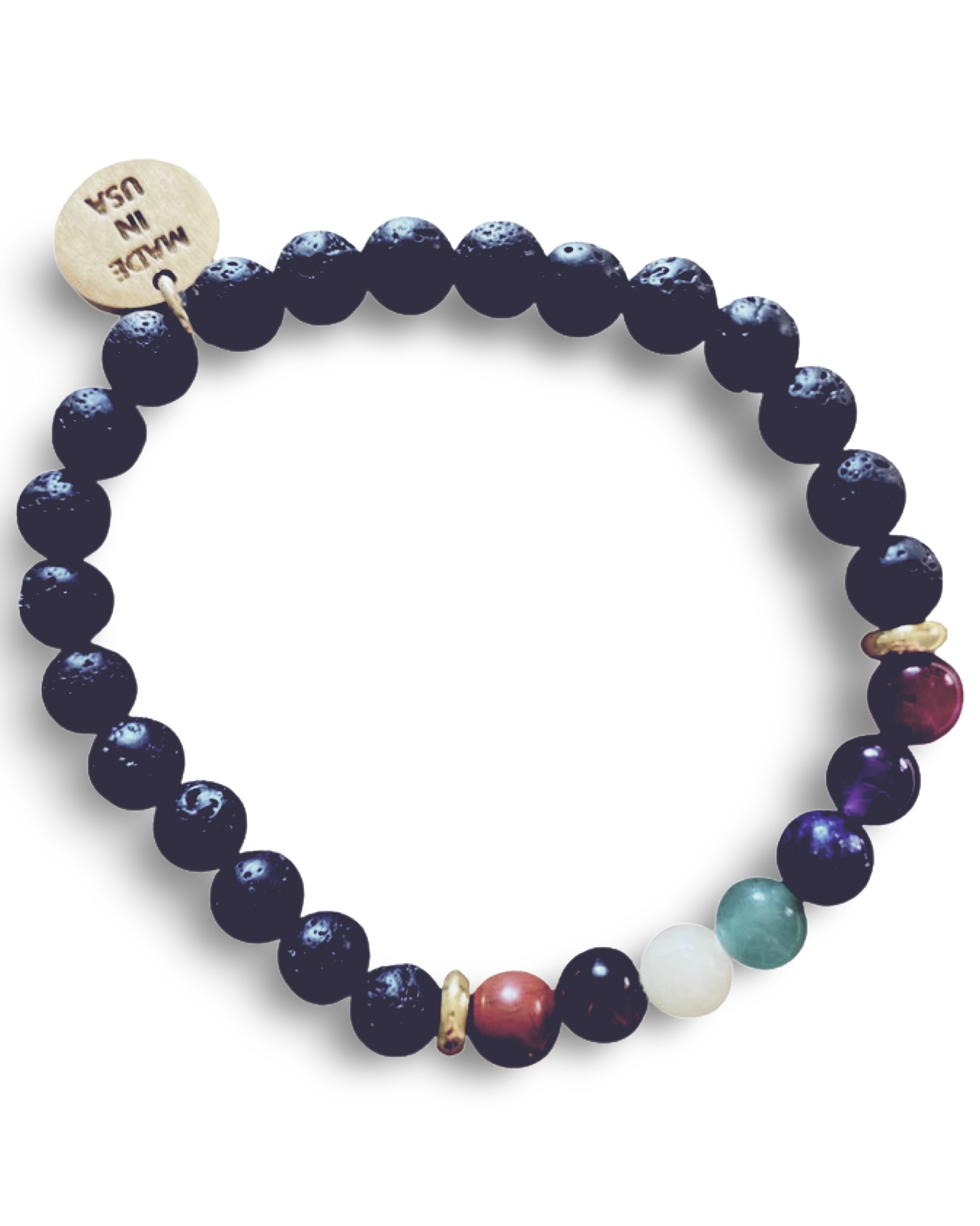 Small Black Lava Rock Chakra Bracelet