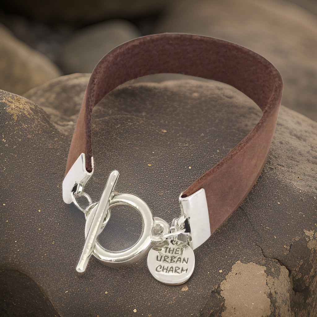 Distressed Tan Leather Color Band Bracelet by The Urban Charm