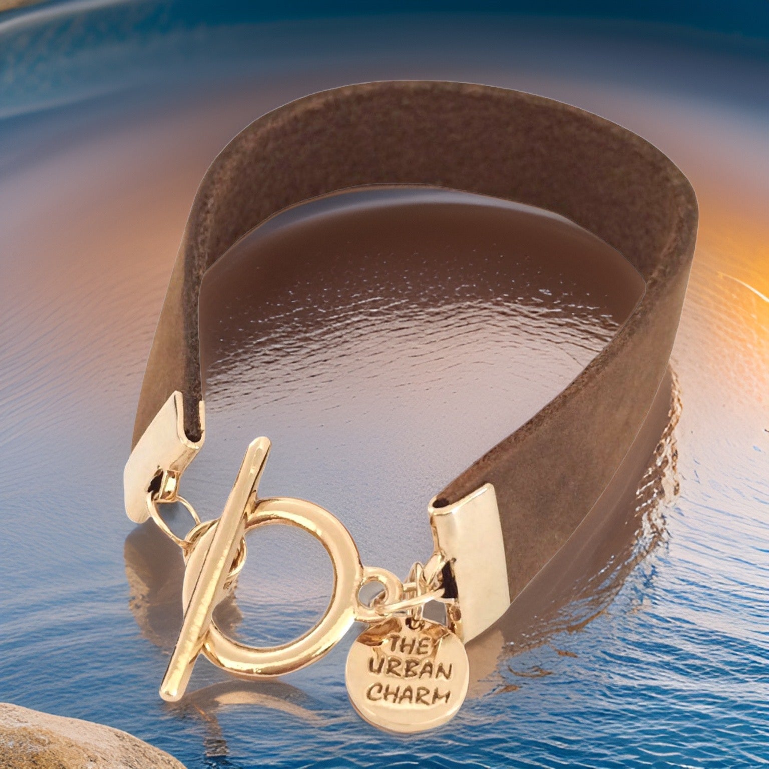 Distressed Tan Leather Color Band Bracelet by The Urban Charm