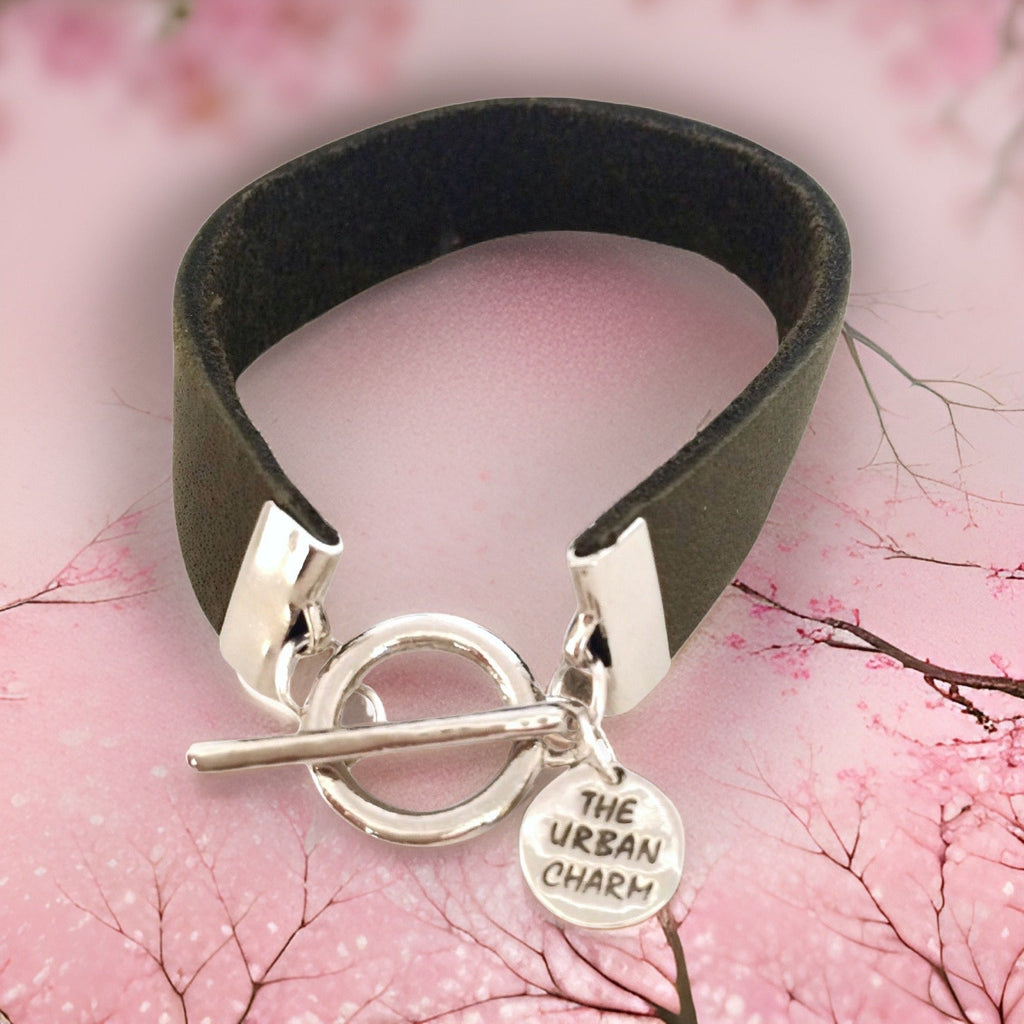 Distressed Olive Leather Color Band Bracelet by The Urban Charm