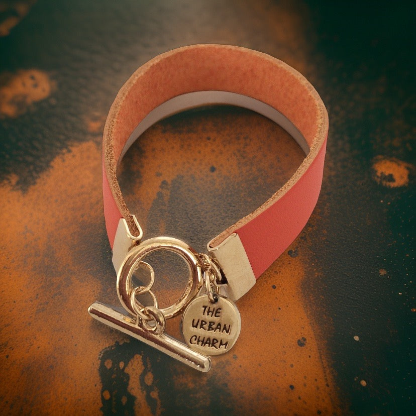 Orange Leather Color Band Bracelet