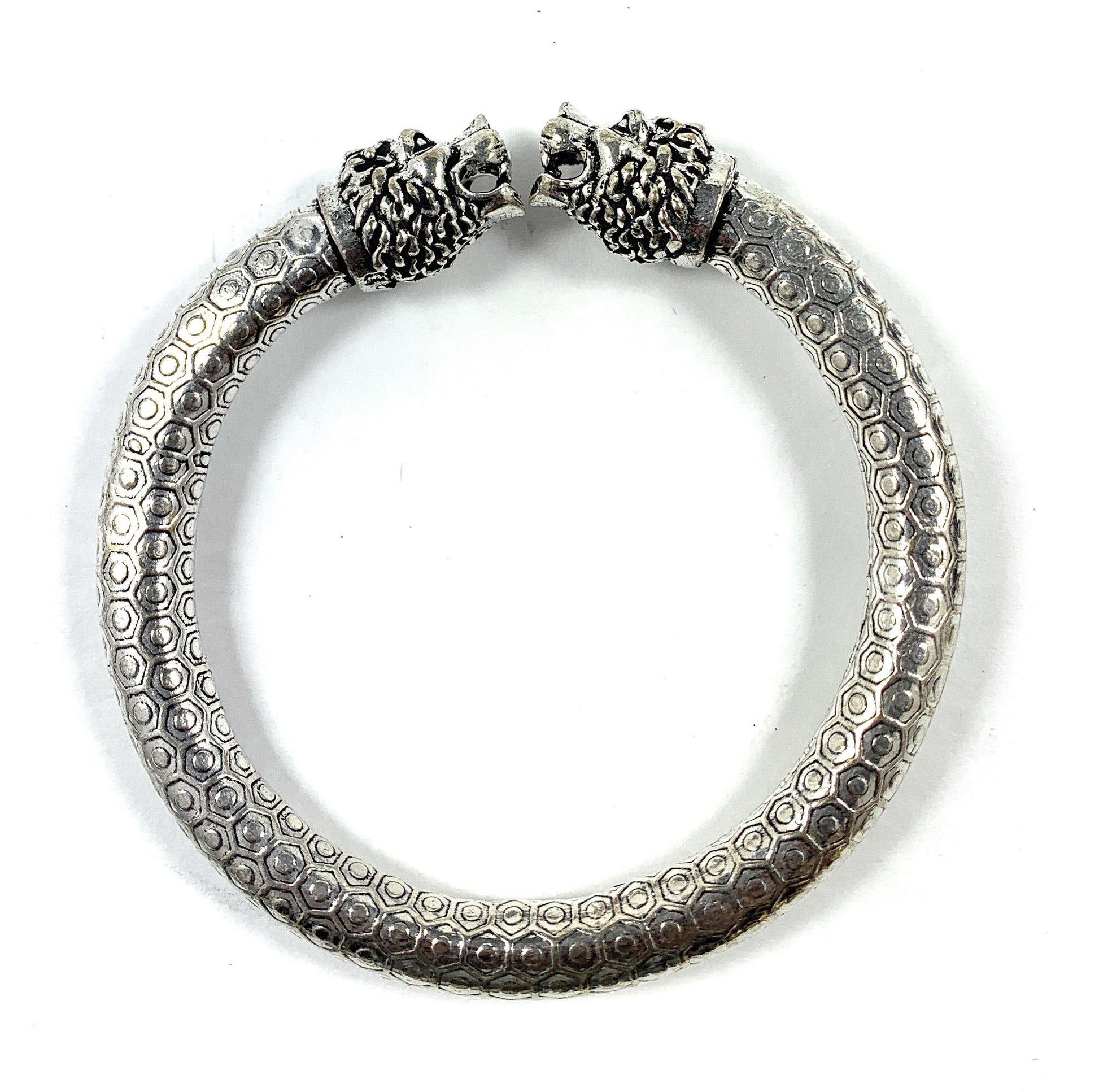 Antique Norse Bracelet With Lion Heads & Hexagon