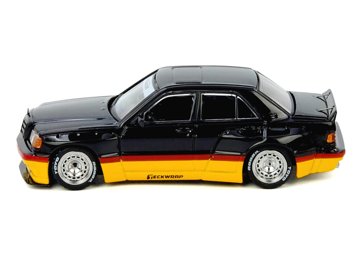 Pandem Rocket Bunny 190E Black with Red and Yellow Stripes "Diecast Con Madrid 2026 Event Edition" 1/64 Diecast Model Car by Inno Models-1