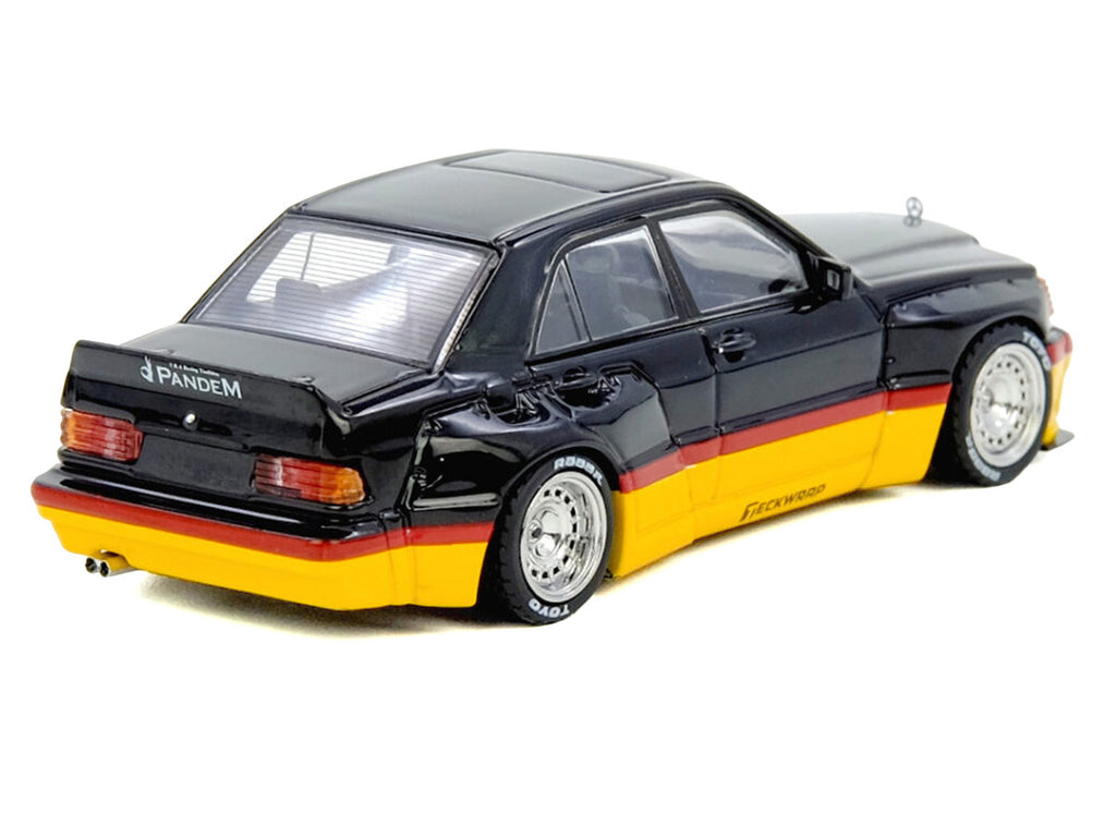 Pandem Rocket Bunny 190E Black with Red and Yellow Stripes "Diecast Con Madrid 2026 Event Edition" 1/64 Diecast Model Car by Inno Models-2