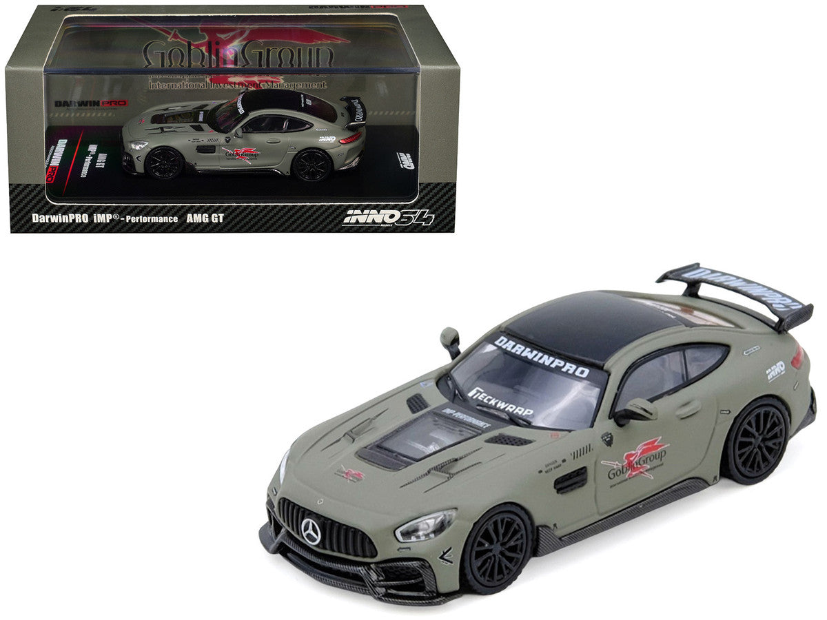 DarwinPRO iMP-Performance AMG GT "Goblin Group" Matt Green with Black Top 1/64 Diecast Model Car by Inno Models-0