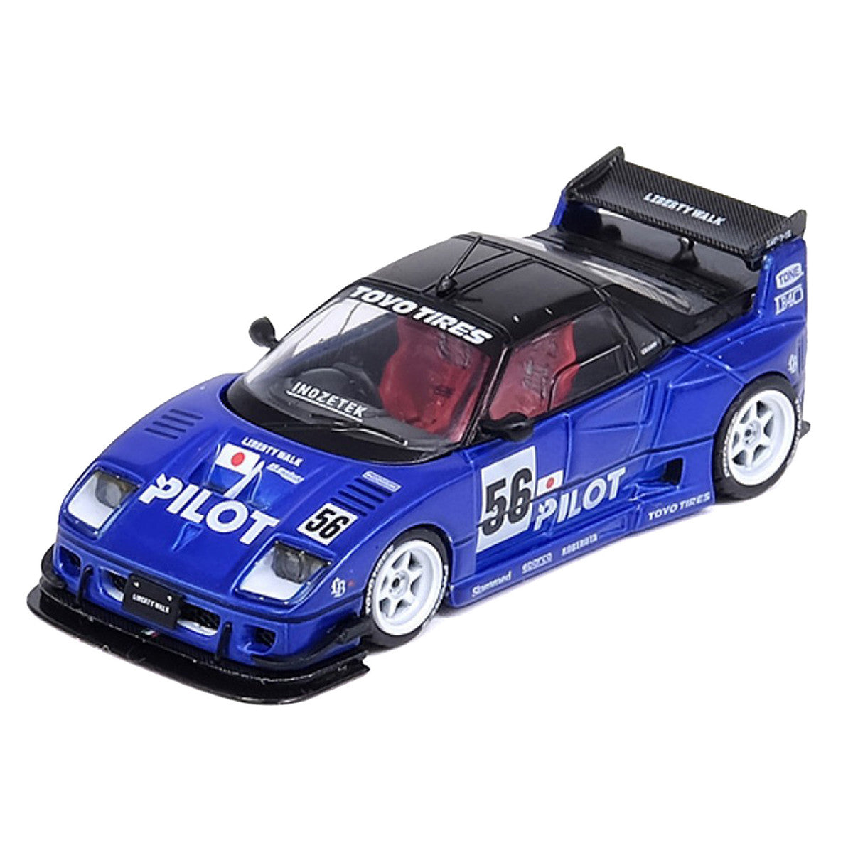 Mazda AZ-1 Liberty Walk LB40 RHD (Right Hand Drive) #56 "Pilot" Blue with Black Top 1/64 Diecast Model Car by Inno Models-1