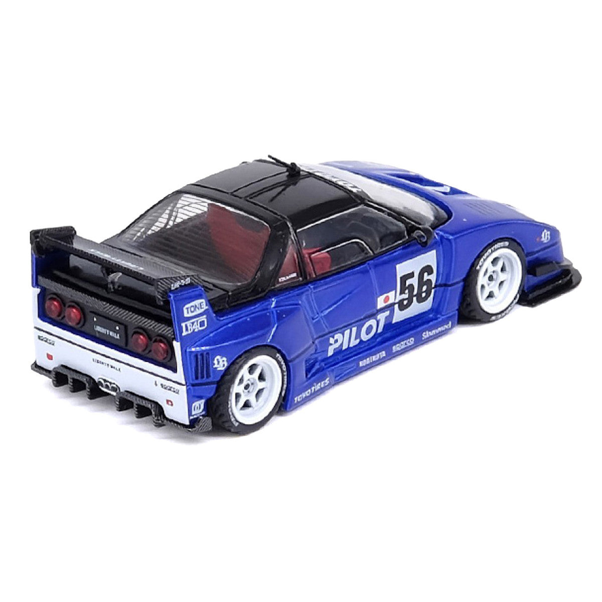 Mazda AZ-1 Liberty Walk LB40 RHD (Right Hand Drive) #56 "Pilot" Blue with Black Top 1/64 Diecast Model Car by Inno Models-2