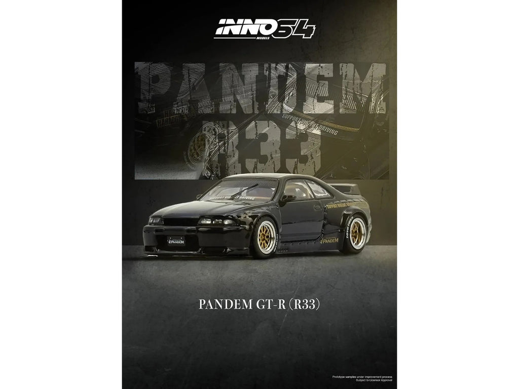 Nissan Skyline GT-R (BCNR33) RHD (Right Hand Drive) "Pandem - Rocket Bunny" Black 1/64 Diecast Model Car by Inno Models-3