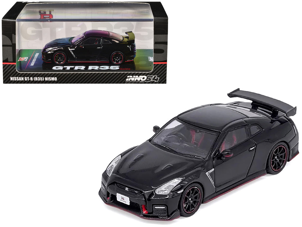 Nissan GT-R (R35) Nismo RHD (Right Hand Drive) Nismo Black with Carbon Hood and Top 1/64 Diecast Model Car by Inno Models-3