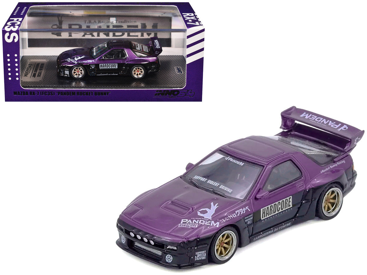 Mazda RX7 (FC3S) "Pandem Rocket Bunny" Kit Purple Metallic and Black 1/64 Diecast Model Car by Inno Models-3