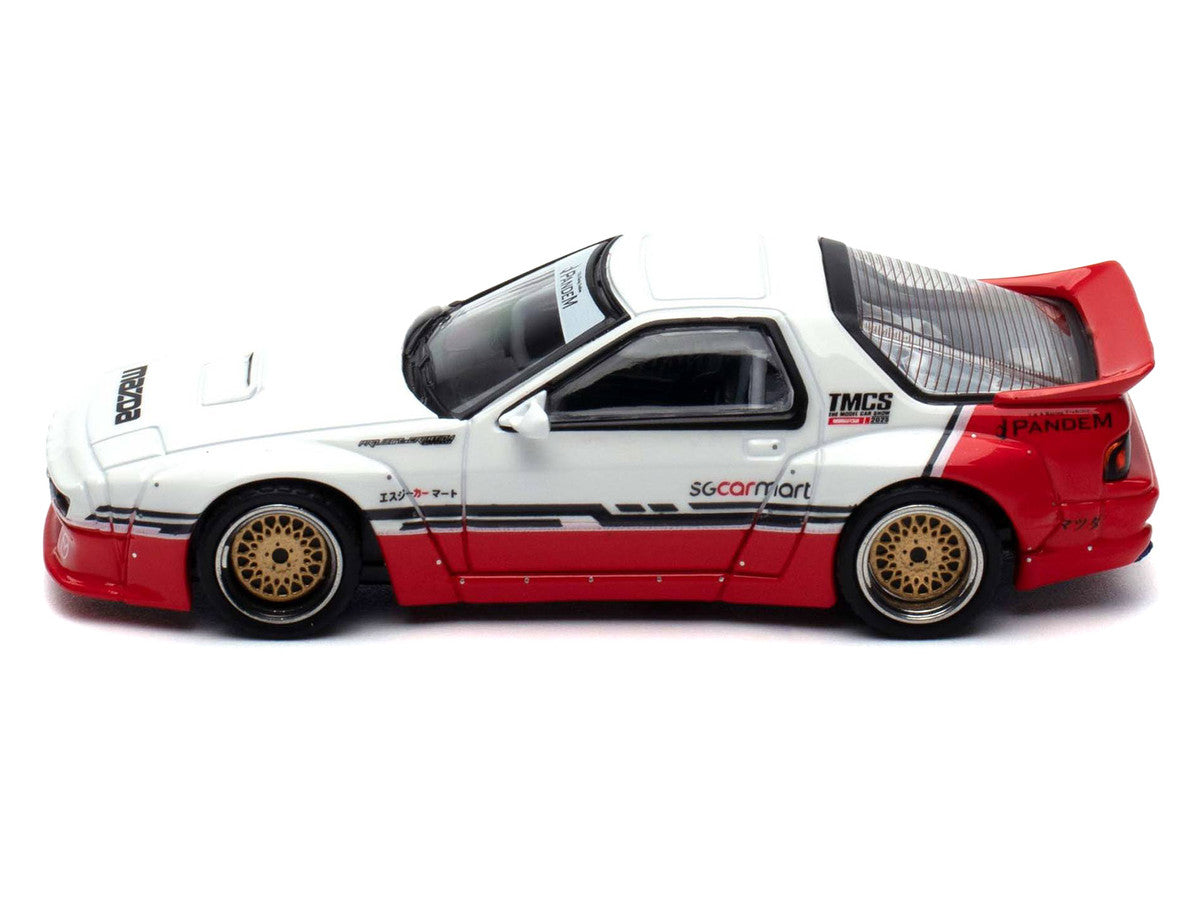 Mazda RX-7 (FC3S) "Pandem Rocket Bunny" White and Red with Black Stripes "The Model Car Show Singapore 2025 Event Edition" 1/64 Diecast Model Car by Inno Models-0