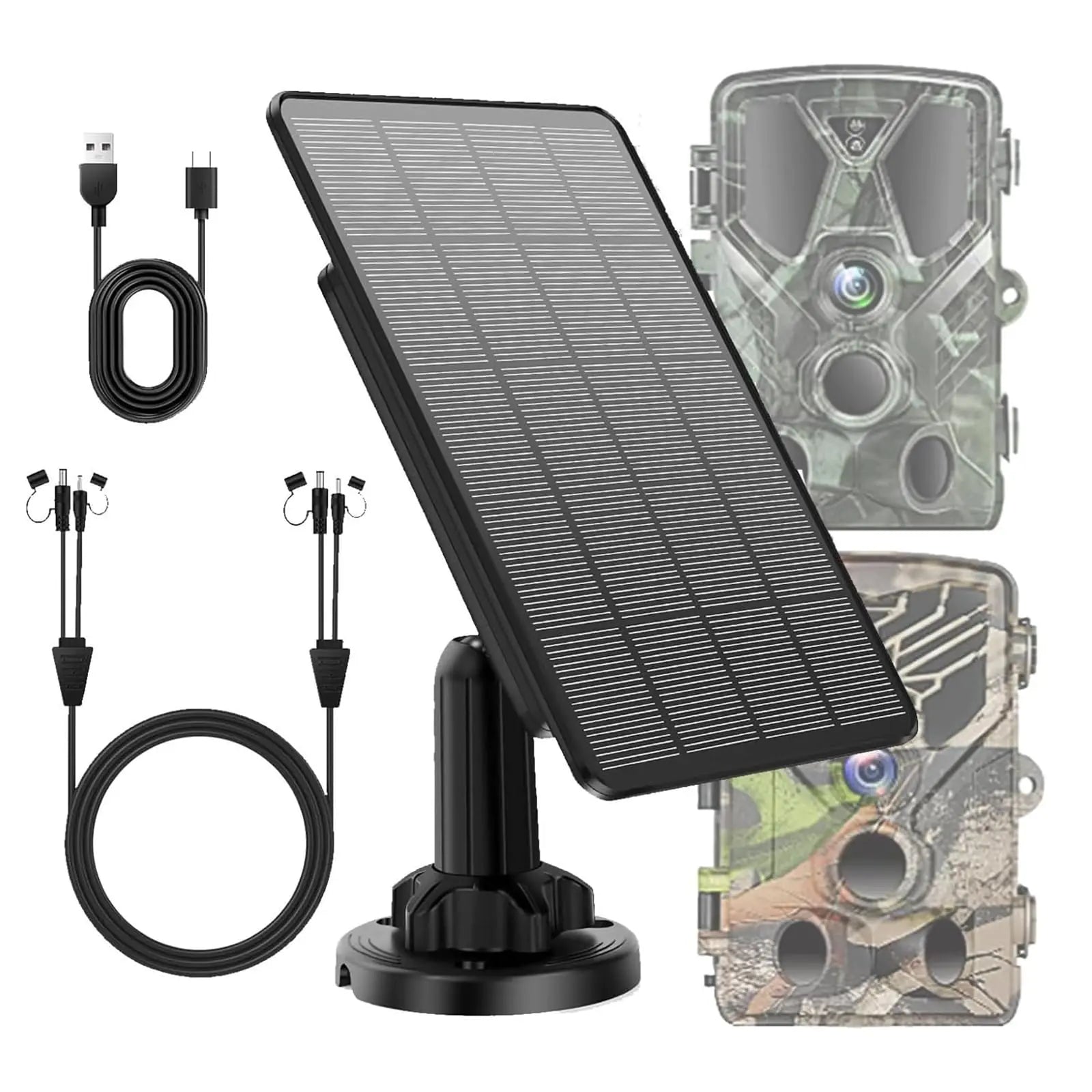 Solar Panel for Trail Camera Solar Charger Kit with Built-in 5000mAh Rechargeable Lithium Battery - Output: 12V/1A 6V/1.5A IP66 Waterproof Portable Outdoor Power Supply Kit
