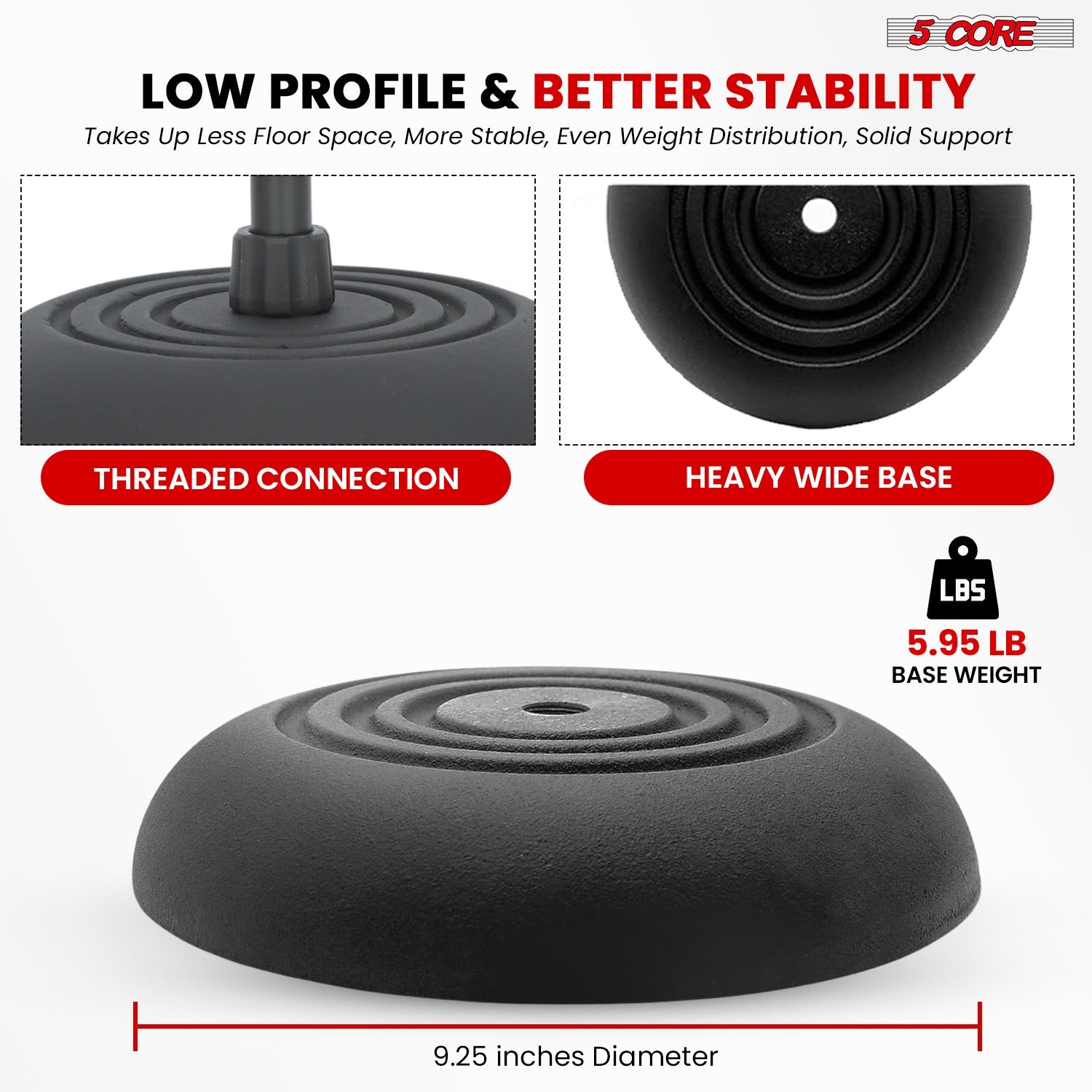 5Core Mic Stand Floor Heavy Duty Height Adjustable Pedestal Para