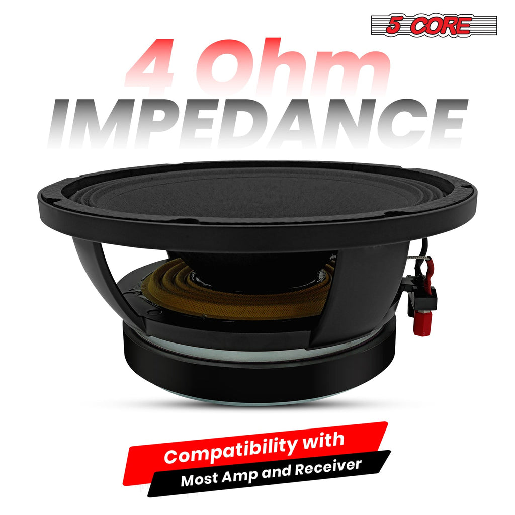 5 CORE 10 Inch Subwoofer Speaker 600W Max 4 Ohm Full Range Replacement