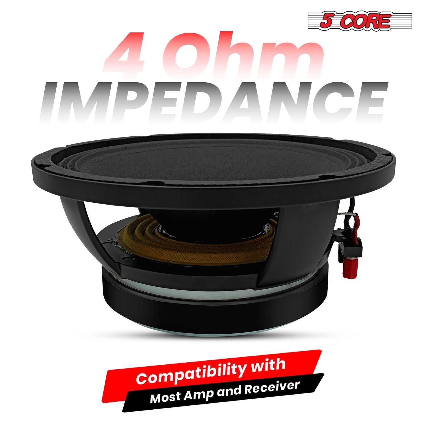 5 CORE 10 Inch Subwoofer Speaker 600W Max 4 Ohm Full Range Replacement