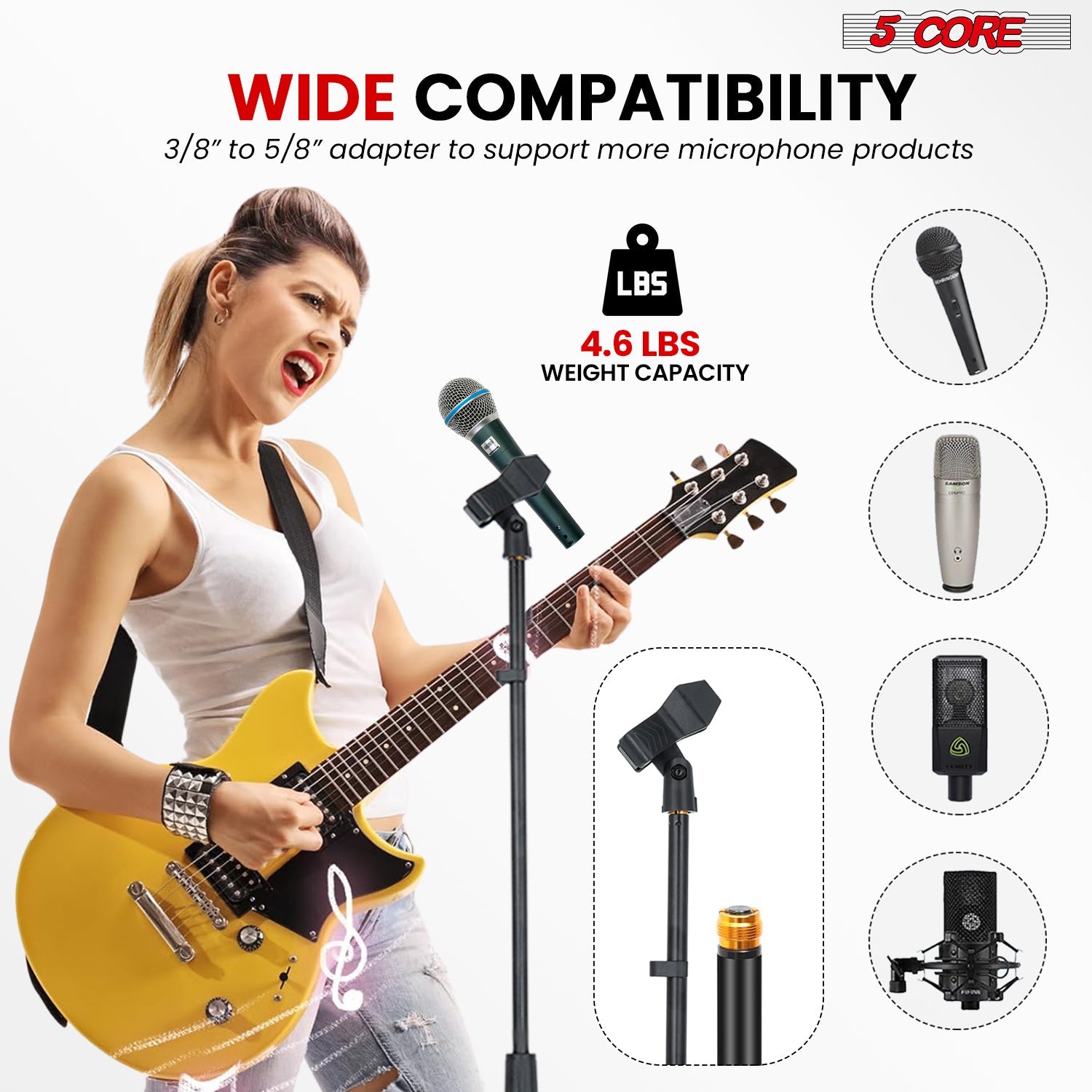 5Core Mic Stand Floor Heavy Duty Height Adjustable Pedestal Para