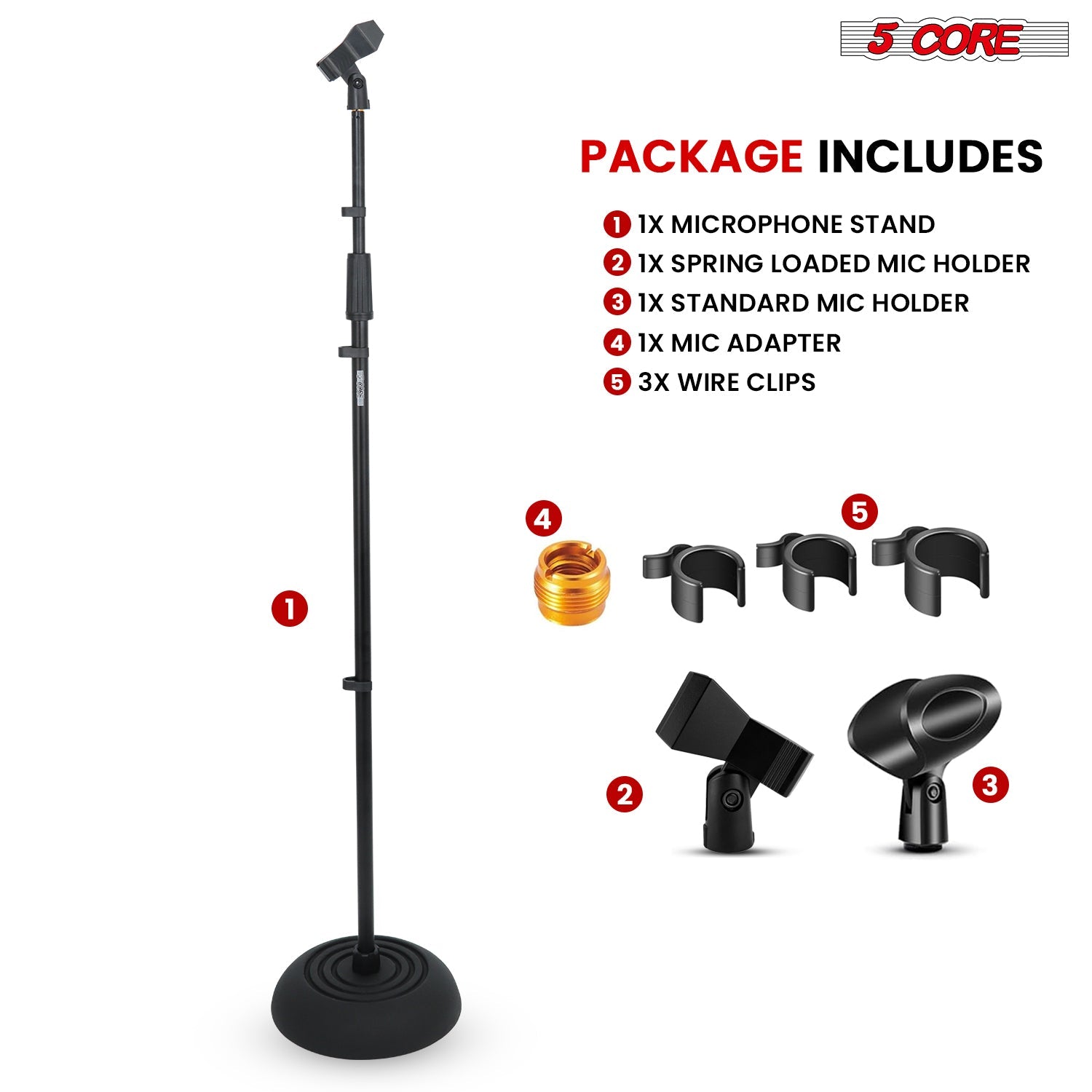 5Core Mic Stand Floor Heavy Duty Height Adjustable Pedestal Para