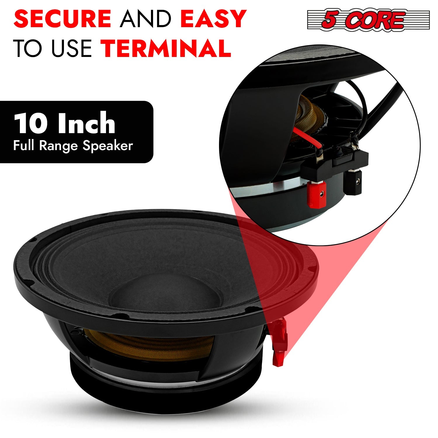 5 CORE 10 Inch Subwoofer Speaker 600W Max 4 Ohm Full Range Replacement