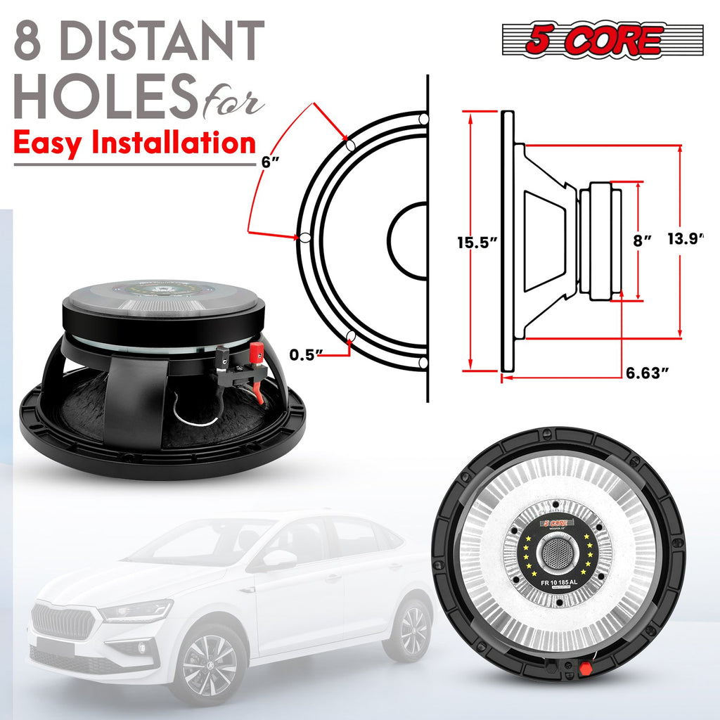 5 CORE 10 Inch Subwoofer Speaker 600W Max 4 Ohm Full Range Replacement