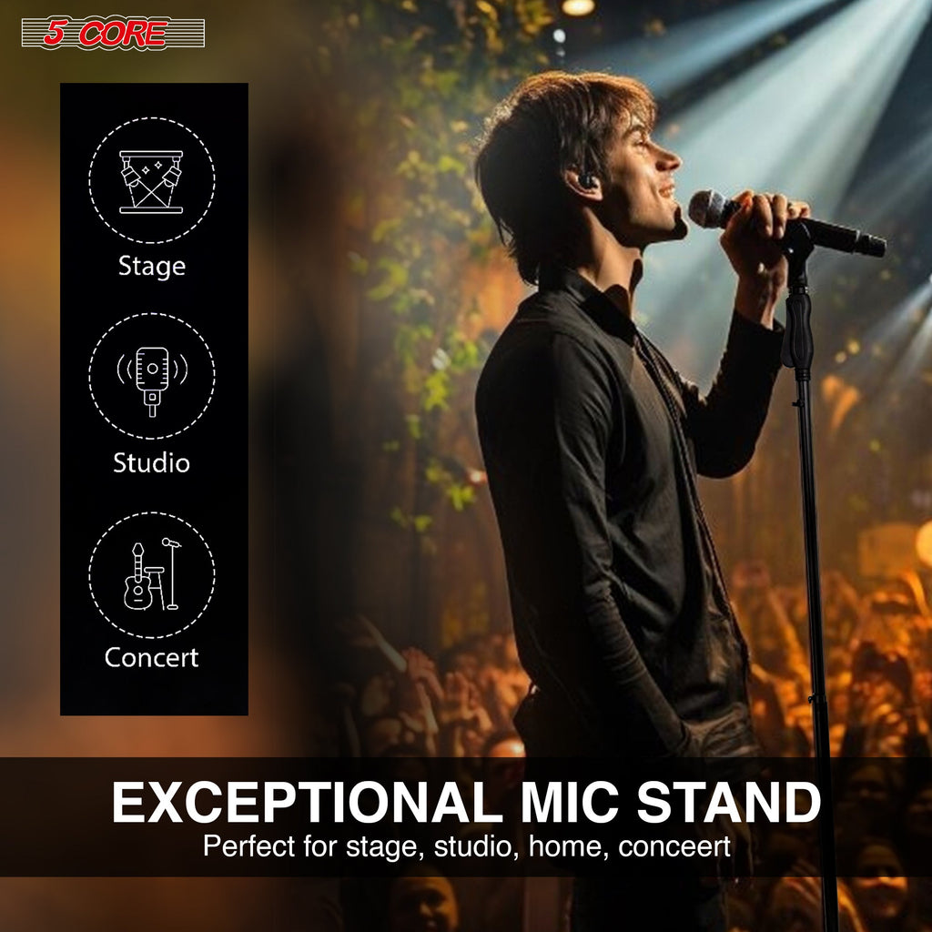 5Core Universal Microphone Stand Height Adjustable 35 to 57" Round