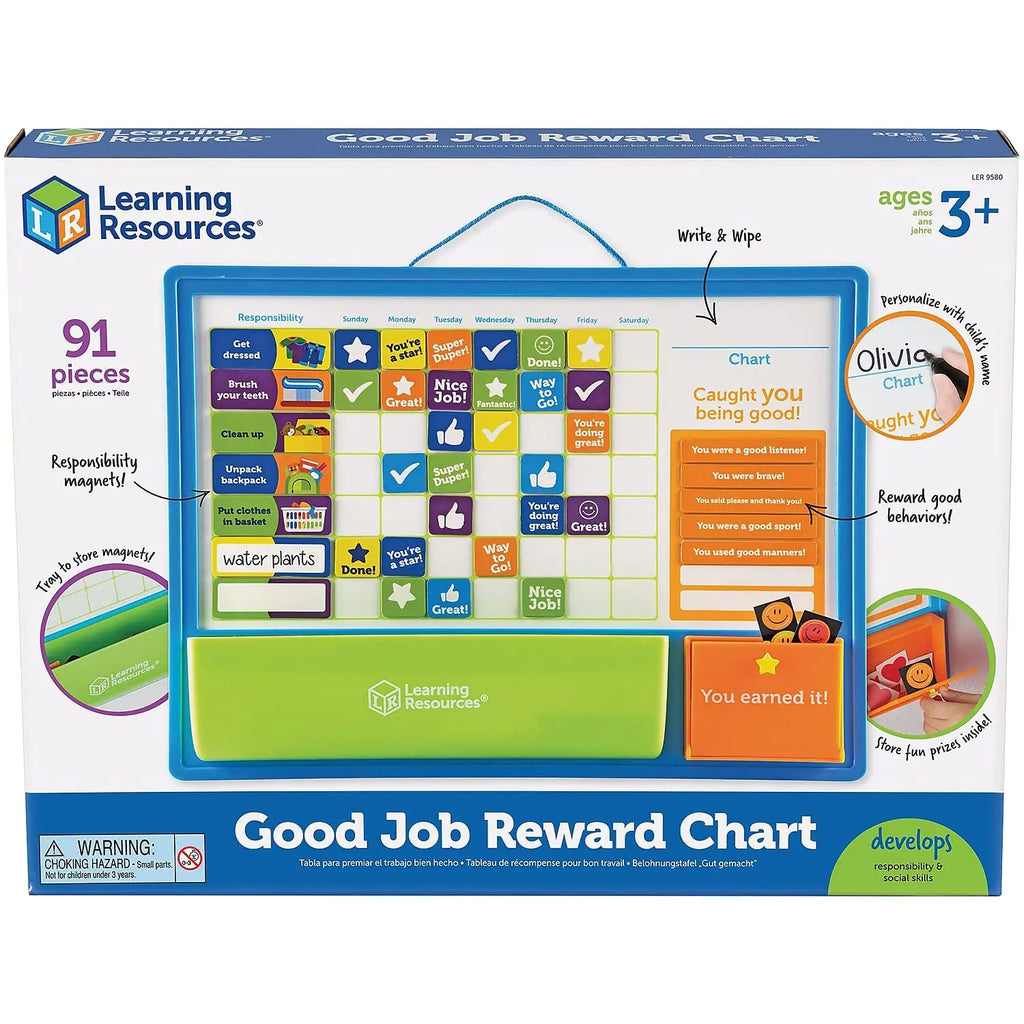 Learning Resources Good Job Reward Chart - 91 Piece Set Ages 3+ Custom Magnetic Chore and Responsibility Chart for Kids Chore Magnets for Toddlers Kids Job Chart