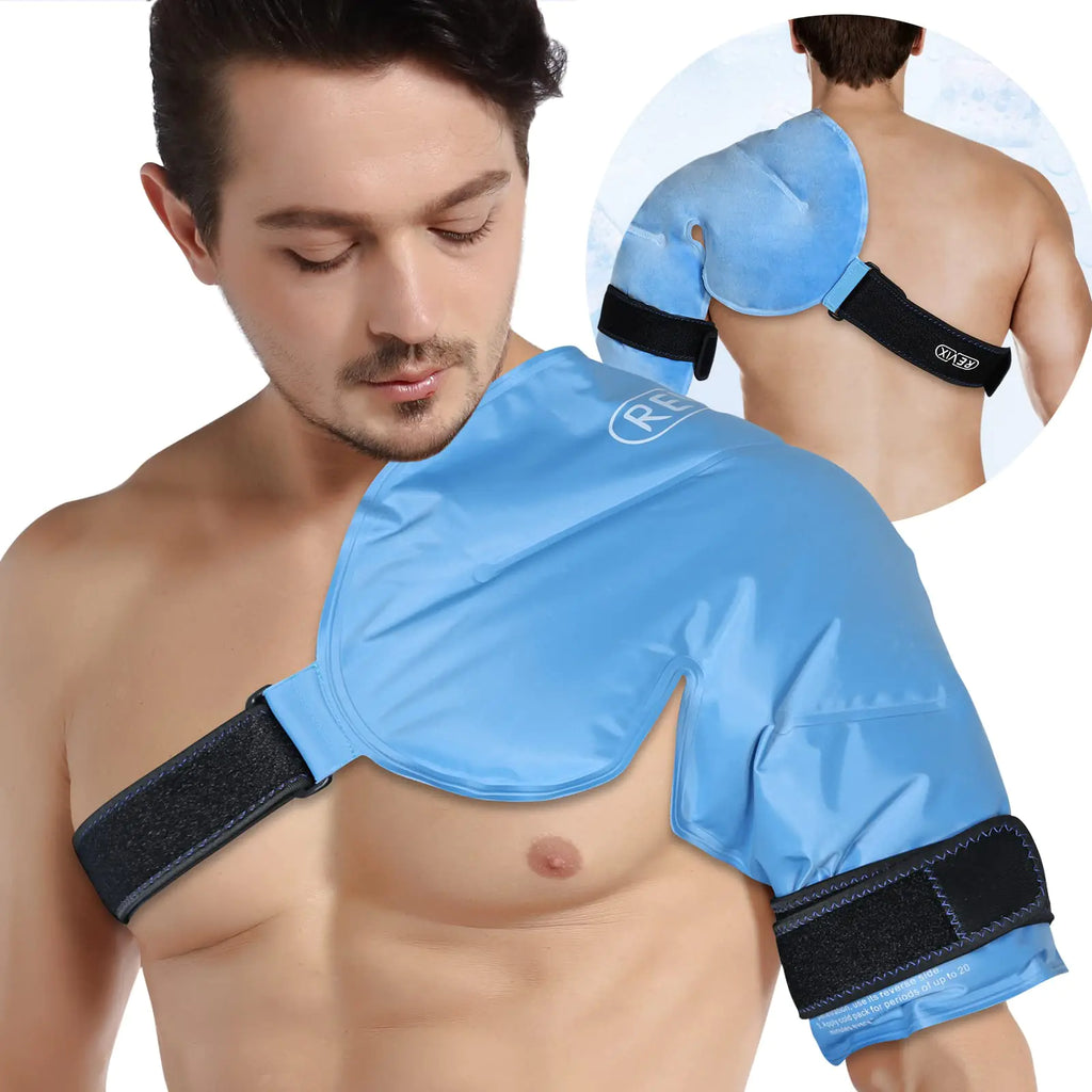 REVIX XL Shoulder Ice Pack for Rotator Cuff Reusable Gel Cold Wrap for Shoulders Injuries and Surgery Soft Plush Lining Flexible and Long Lasting