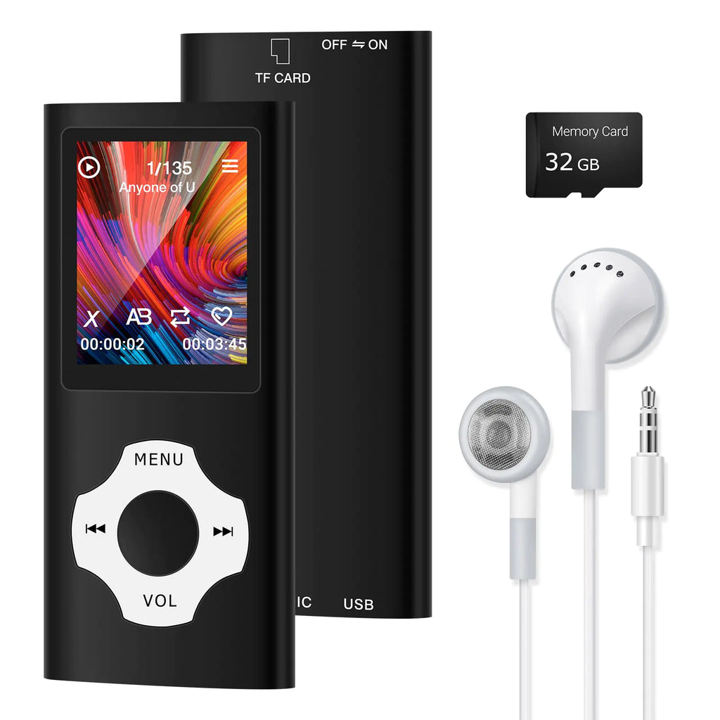 MP3 Player Music Player with 32GB TF Card Portable HiFi Music Player with Bluetooth 5.2 1.8 Inch TFT Screen with Video FM Radio Voice Recorder E-Book Reader/Photo Viewer