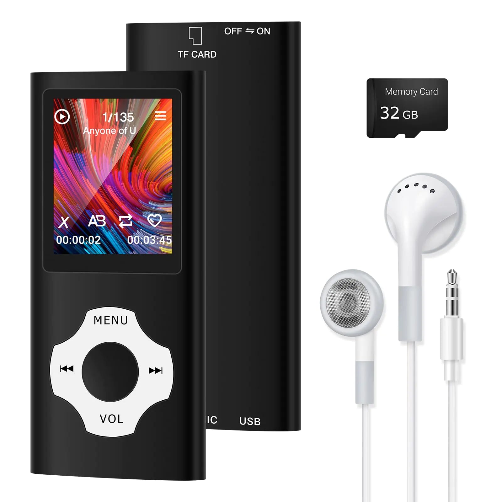 MP3 Player Music Player with 32GB TF Card Portable HiFi Music Player with Bluetooth 5.2 1.8 Inch TFT Screen with Video FM Radio Voice Recorder E-Book Reader/Photo Viewer