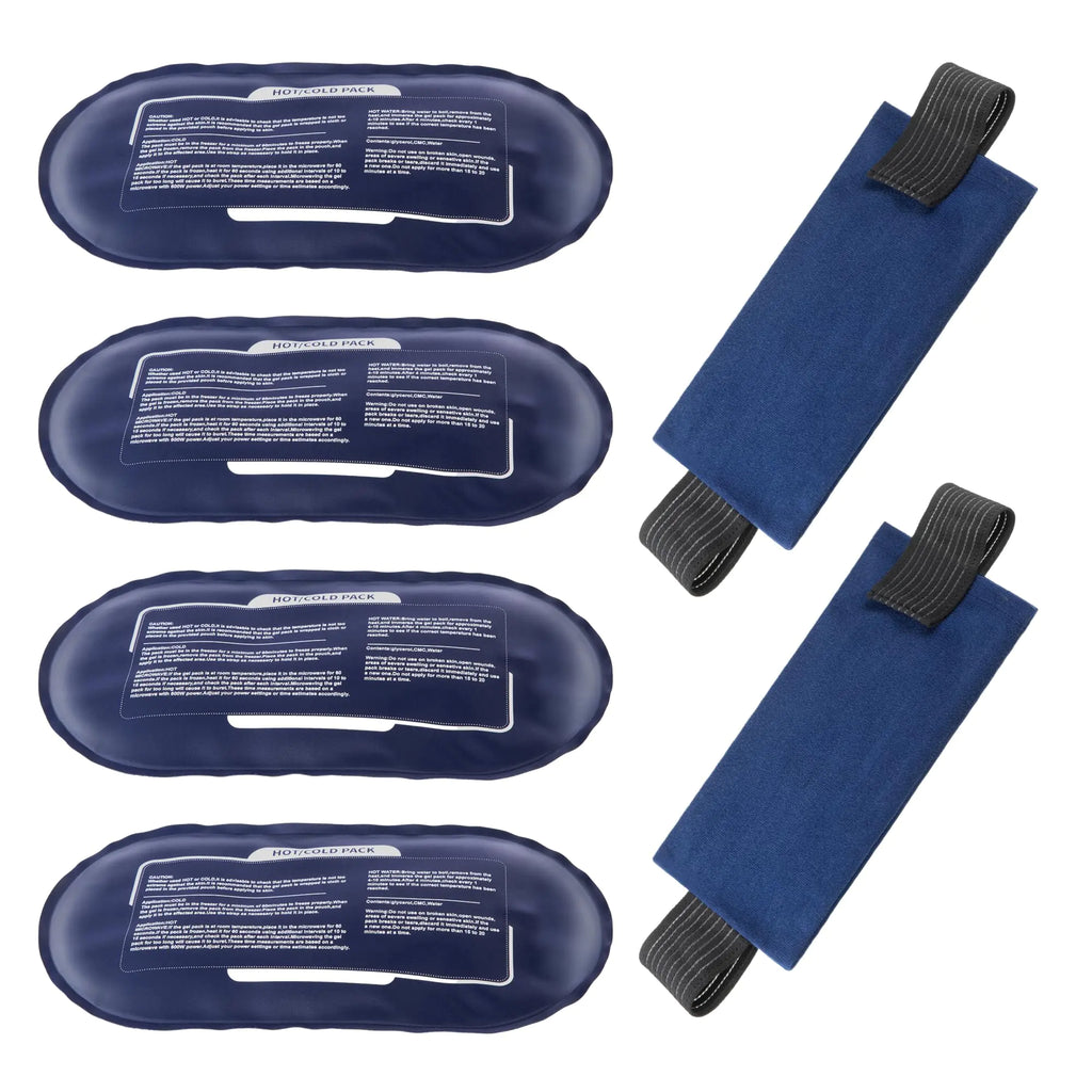 Ice Packs for Injuries Reusable 4 Pack Hot and Cold Gel Packs and 2 Pack Adjustable Flexible Gel Wraps for Back Shoulders Arms Knees and Legs Injury Recovery Alleviate Joint and Muscle Pain Relief