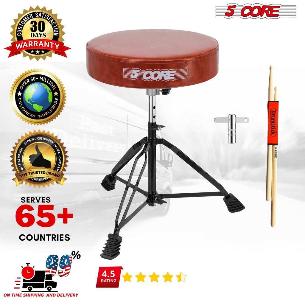 5Core Drum Throne Padded Guitar Stool Adjustable Drummer Seat for