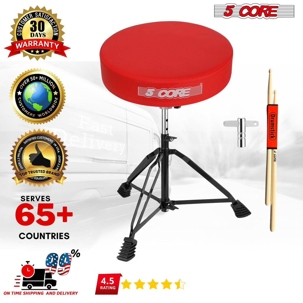 5Core Drum Throne Padded Guitar Stool Adjustable Drummer Seat for