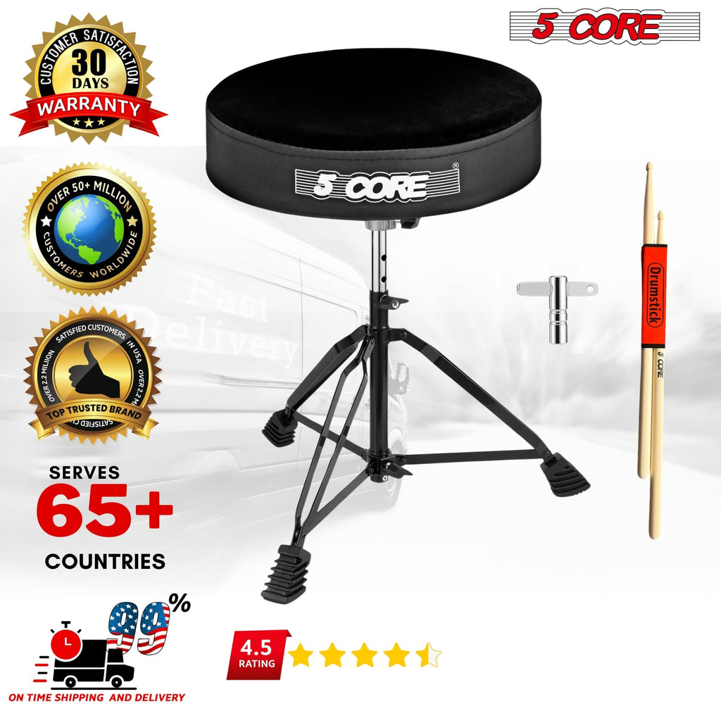 5Core Drum Throne Padded Guitar Stool Adjustable Drummer Seat for