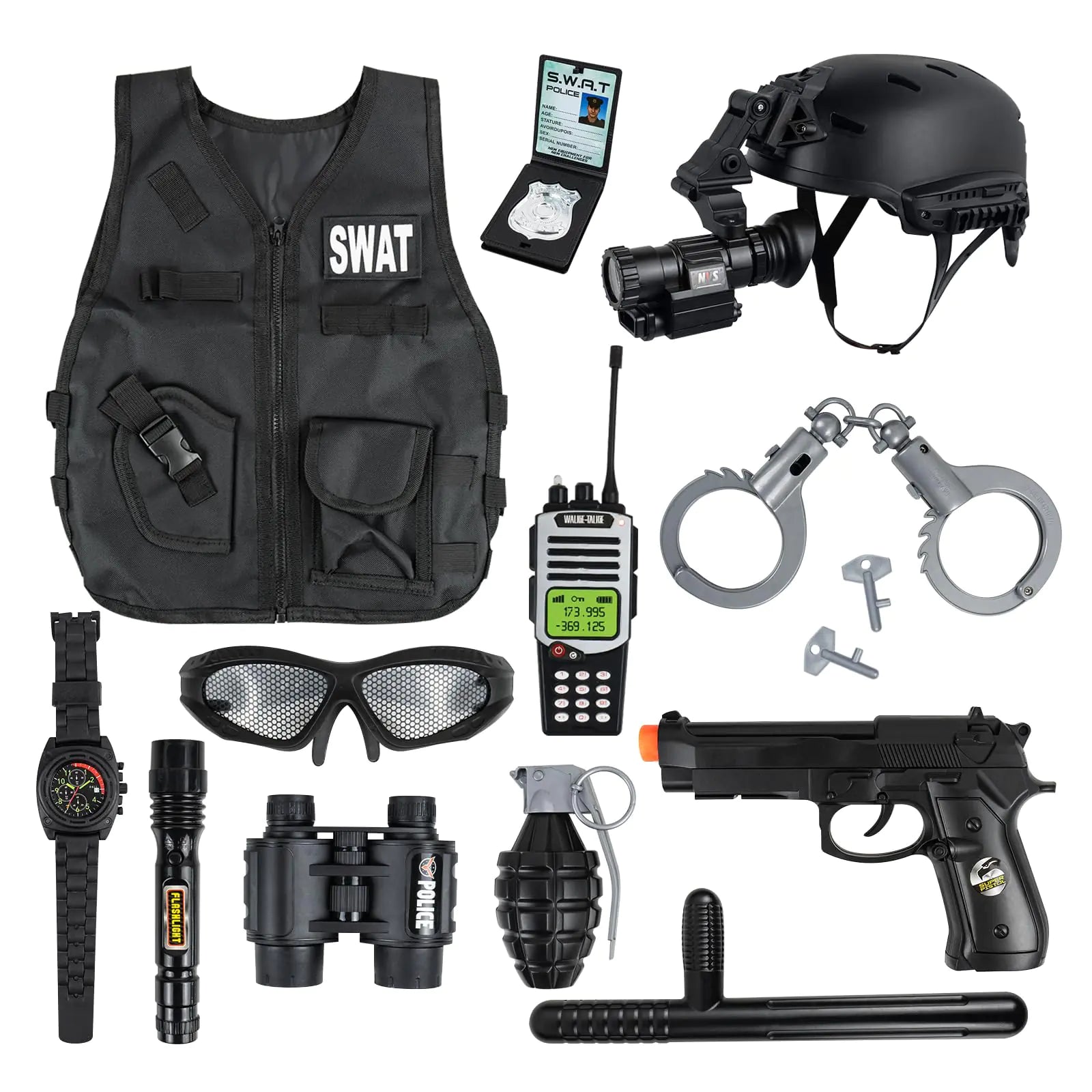 RedCrab Kids SWAT Police Costumes Set Officer Pretend Deluxe Set Uniform Outfit Role-playing Toys Halloween Christmas Gift for Boys Costumes SWAT Police Gear Dress Up for Kids