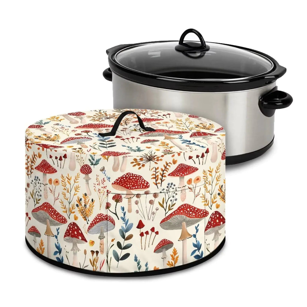 Cugasmaru Mushroom Crock Pot Covers Compatible with 6-8 Quart Slow Cookers Cover Oval Washable Slow Cooker Pot Cover for Kitchen Counter
