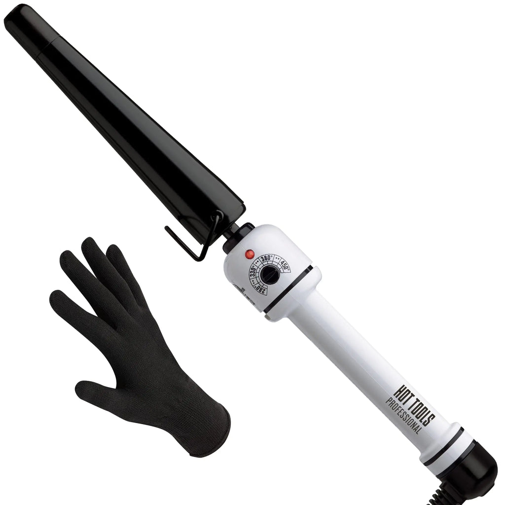 Hot Tools Pro Artist Nano Ceramic Tapered Curling Wand | For Smooth Shiny Hair (3/4 to 1-1/4 in)|White