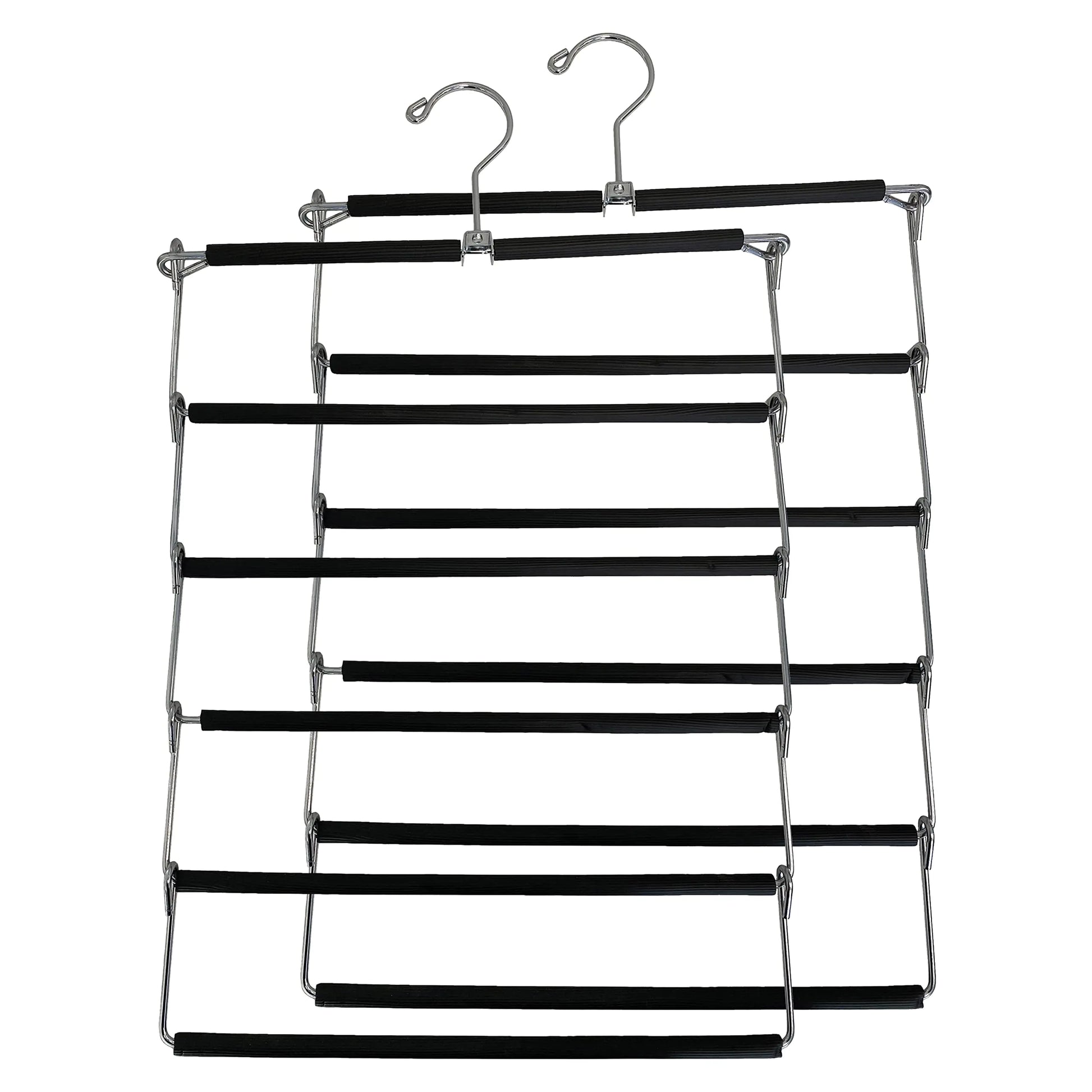 Multi Tier Swing Arm Pants Hanger | Space Saving Clothing Hangers with Foam Padding and Removable Arms | Alloy Steel Construction for Durability (2 5 Tier)