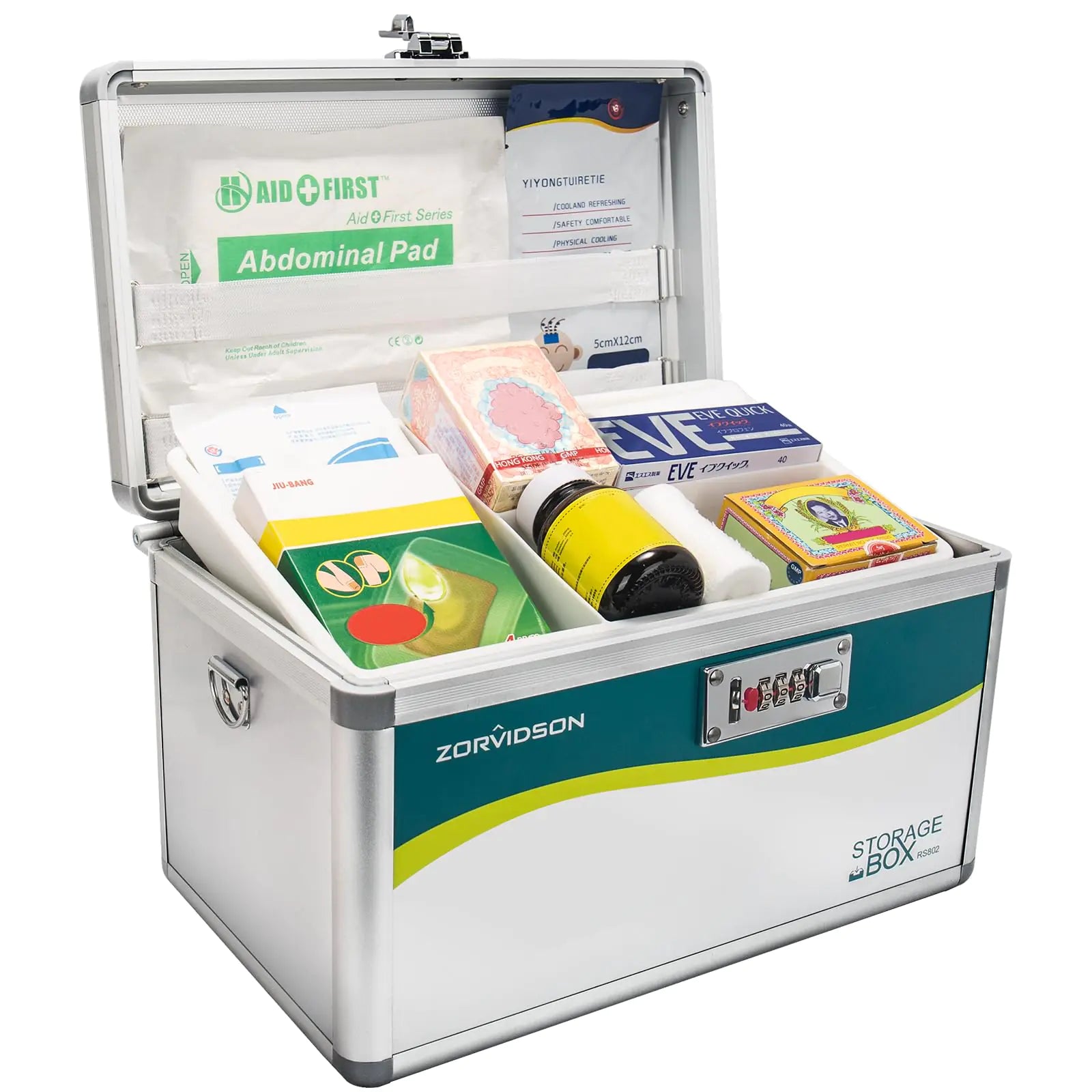 Medication Combination Lock Box Medicine Organizer Lockable Storage Boxes for Personal Items First Aid Box Medical Box with Code Lock【Assembly Require】[15.9*9.3*8.9 inch] (Excluding Medicines)